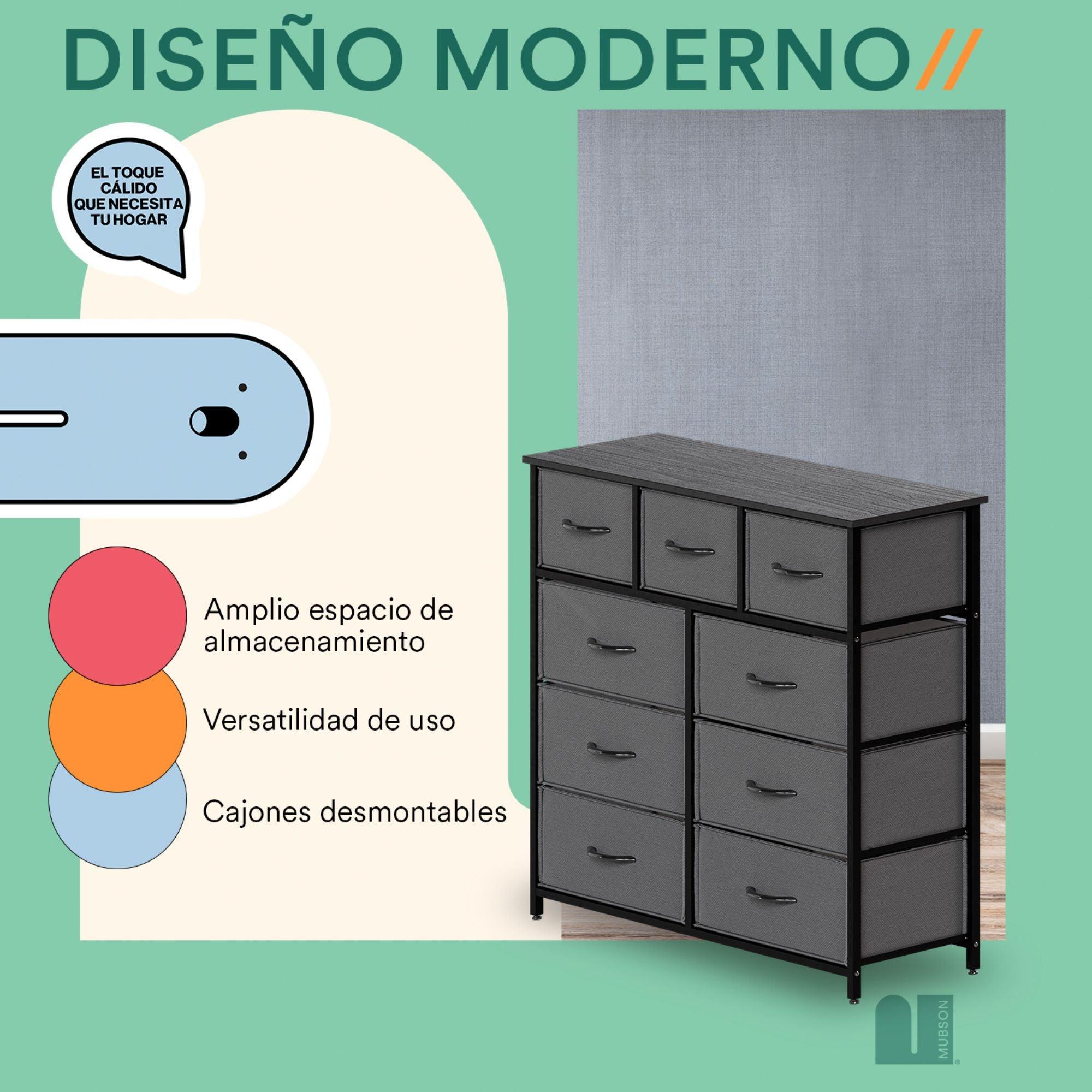 Cajonera. Comoda con 9 Cajones de Tela. Chifonier Sakai