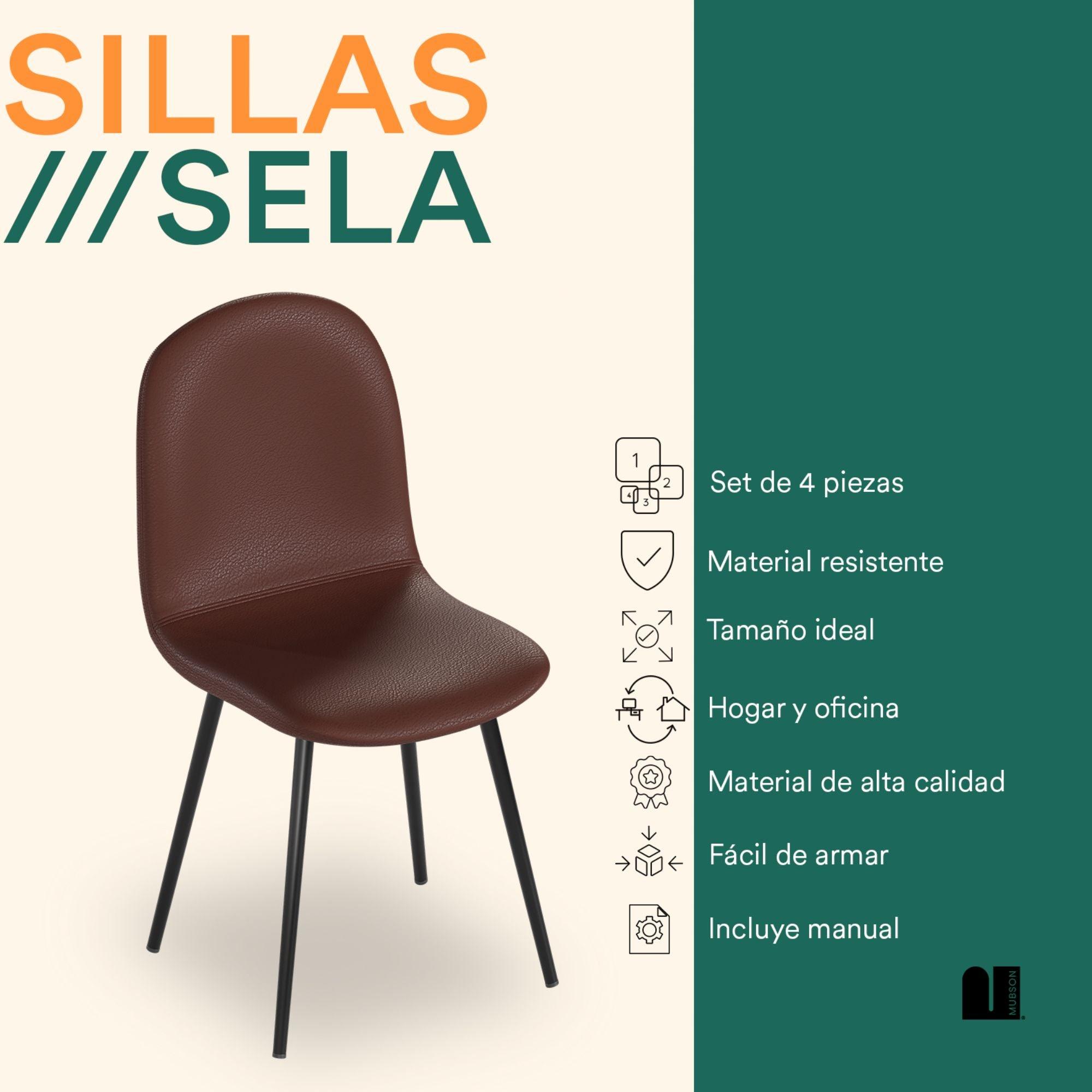 Sillas para Comedor. Set de 4 Sillas Vintage de Curpiel Sela