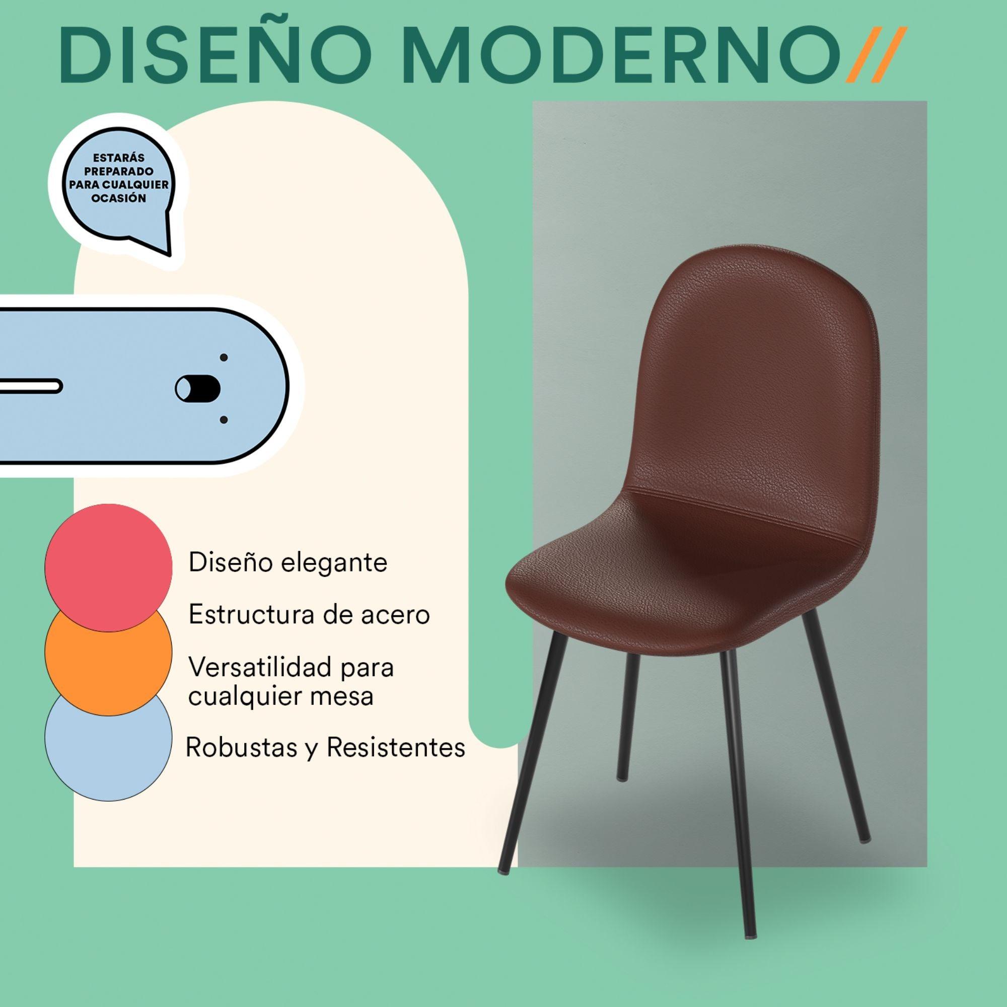 Sillas para Comedor. Set de 4 Sillas Vintage de Curpiel Sela