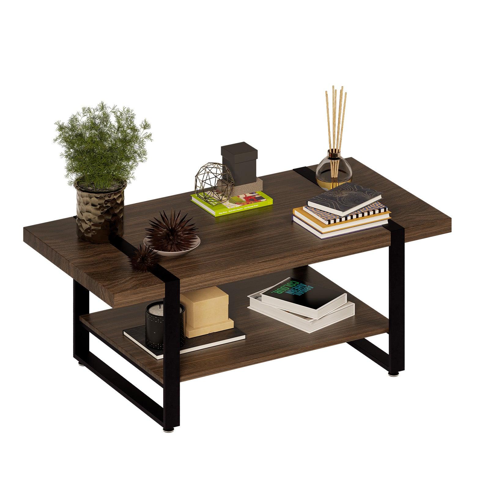 Mesa de Centro con Doble Repisa. Mesa de Centro para Sala Tessa