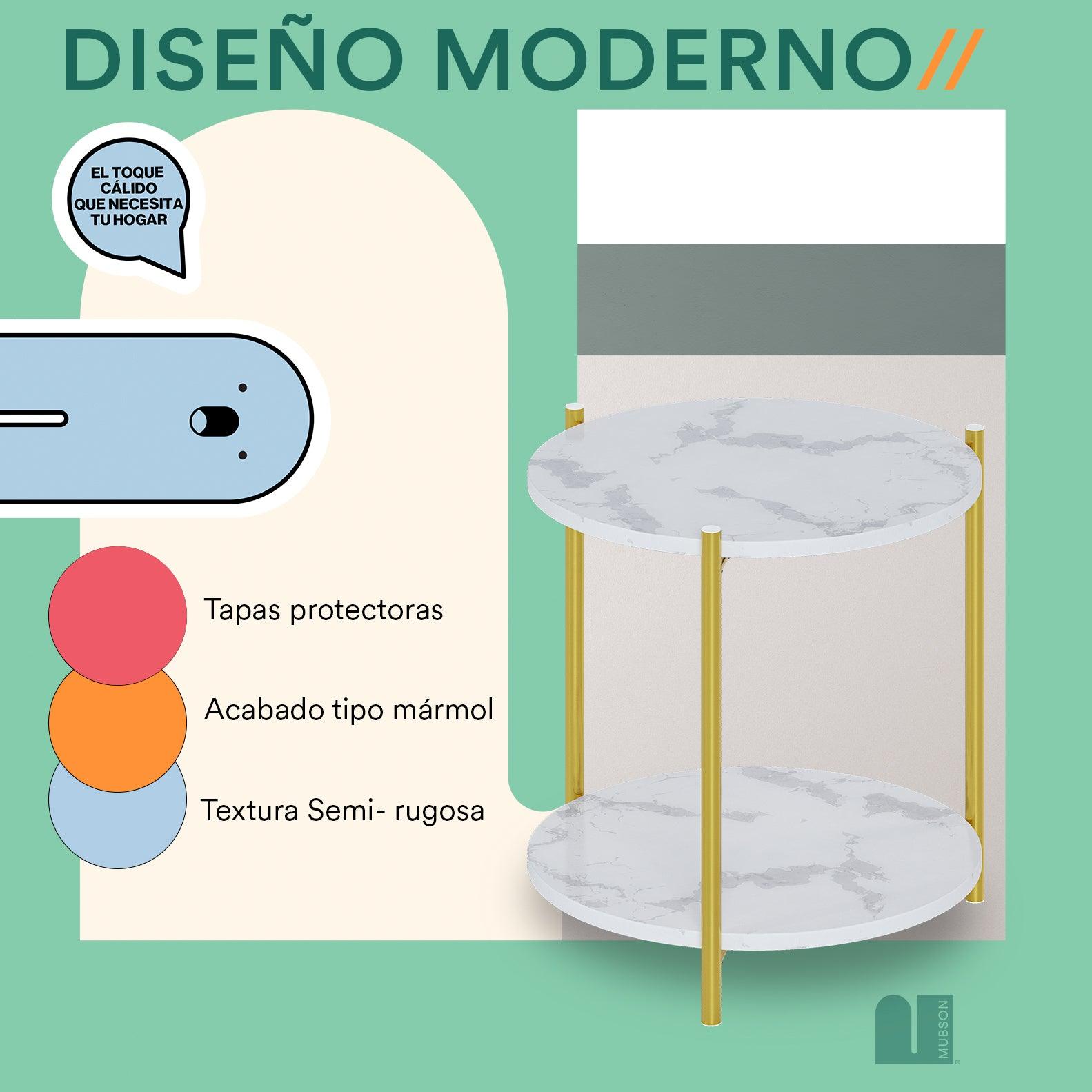 Mesa Auxiliar con Doble Repisa. Mesa Lateral Blanca Triana