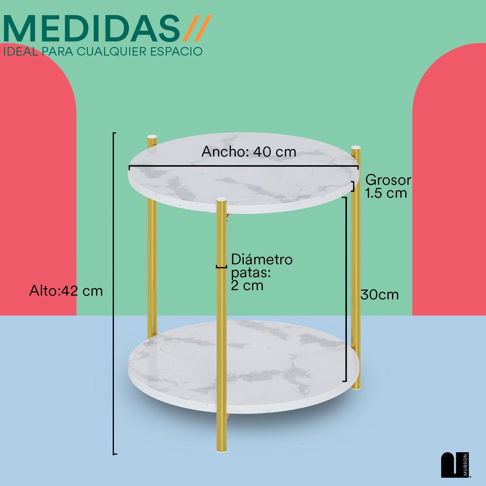 Mesa Auxiliar con Doble Repisa. Mesa Lateral Blanca Triana