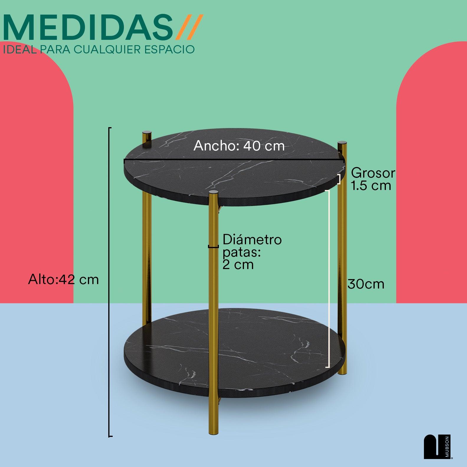 Mesa Auxiliar con Doble Repisa. Mesa Lateral Negra Triana