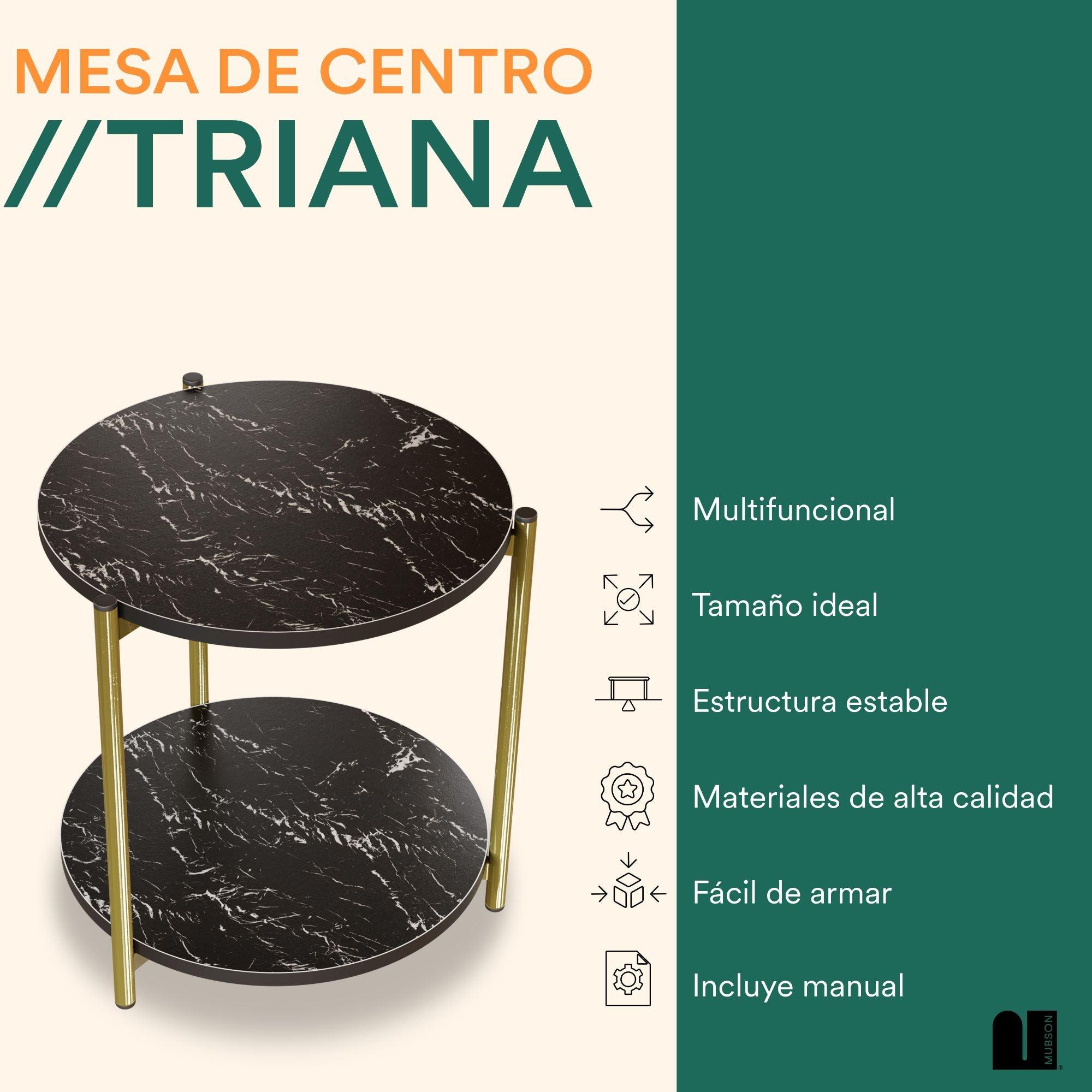 Mesa Auxiliar con Doble Repisa. Mesa Lateral Negra Triana