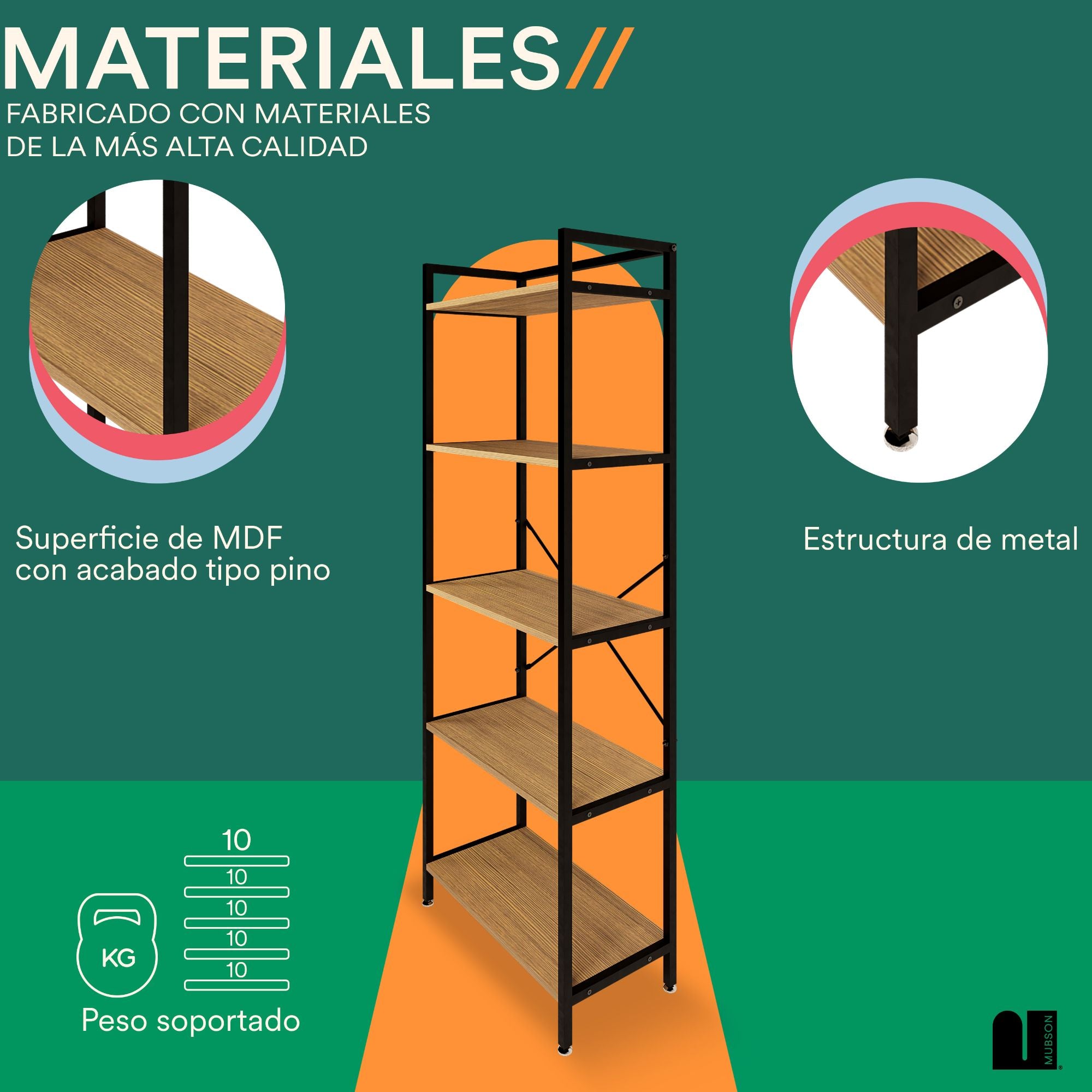 Librero con 5 Repisas para Sala o Recamara Zilo