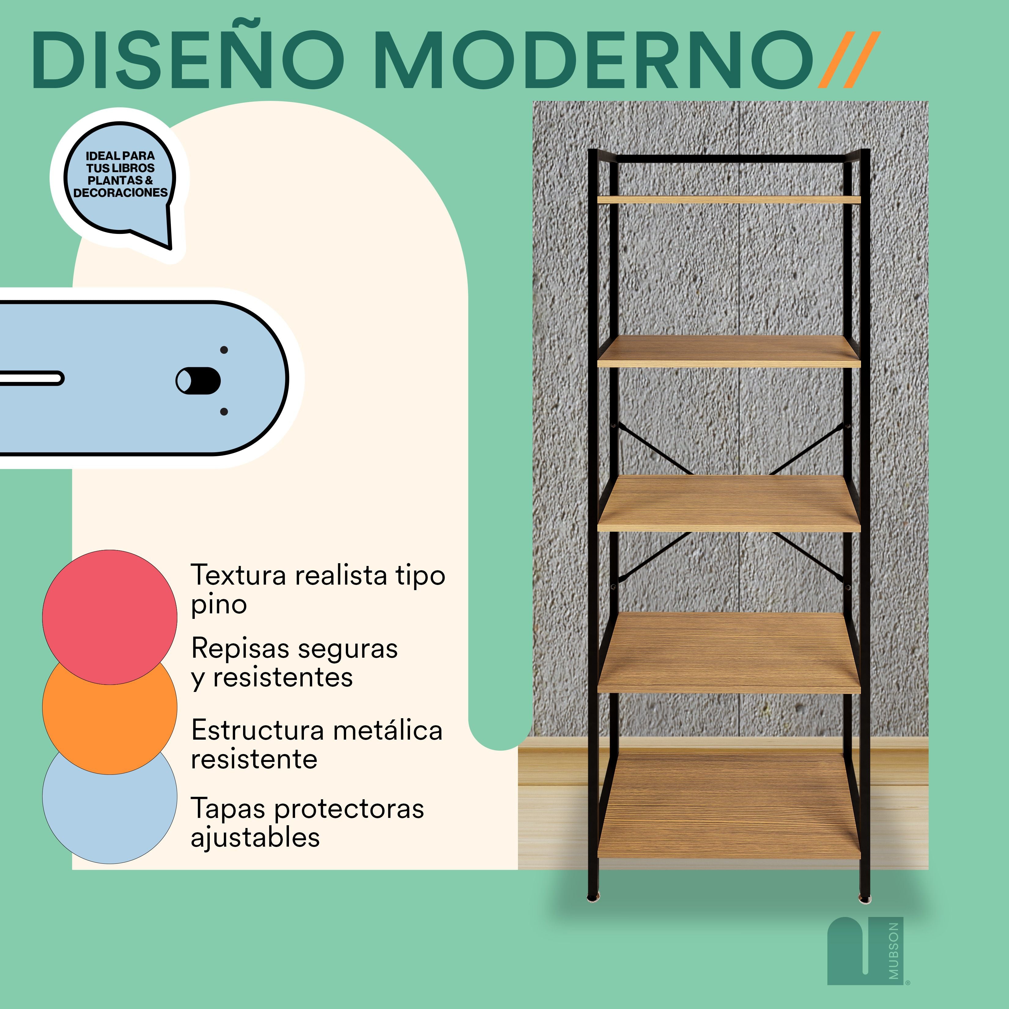 Librero con 5 Repisas para Sala o Recamara Zilo