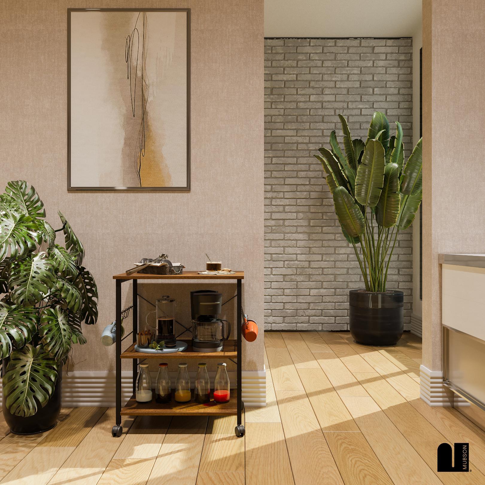 Carrito de Bar. Carrito Organizador con Ruedas para Bar o Cocina Leira