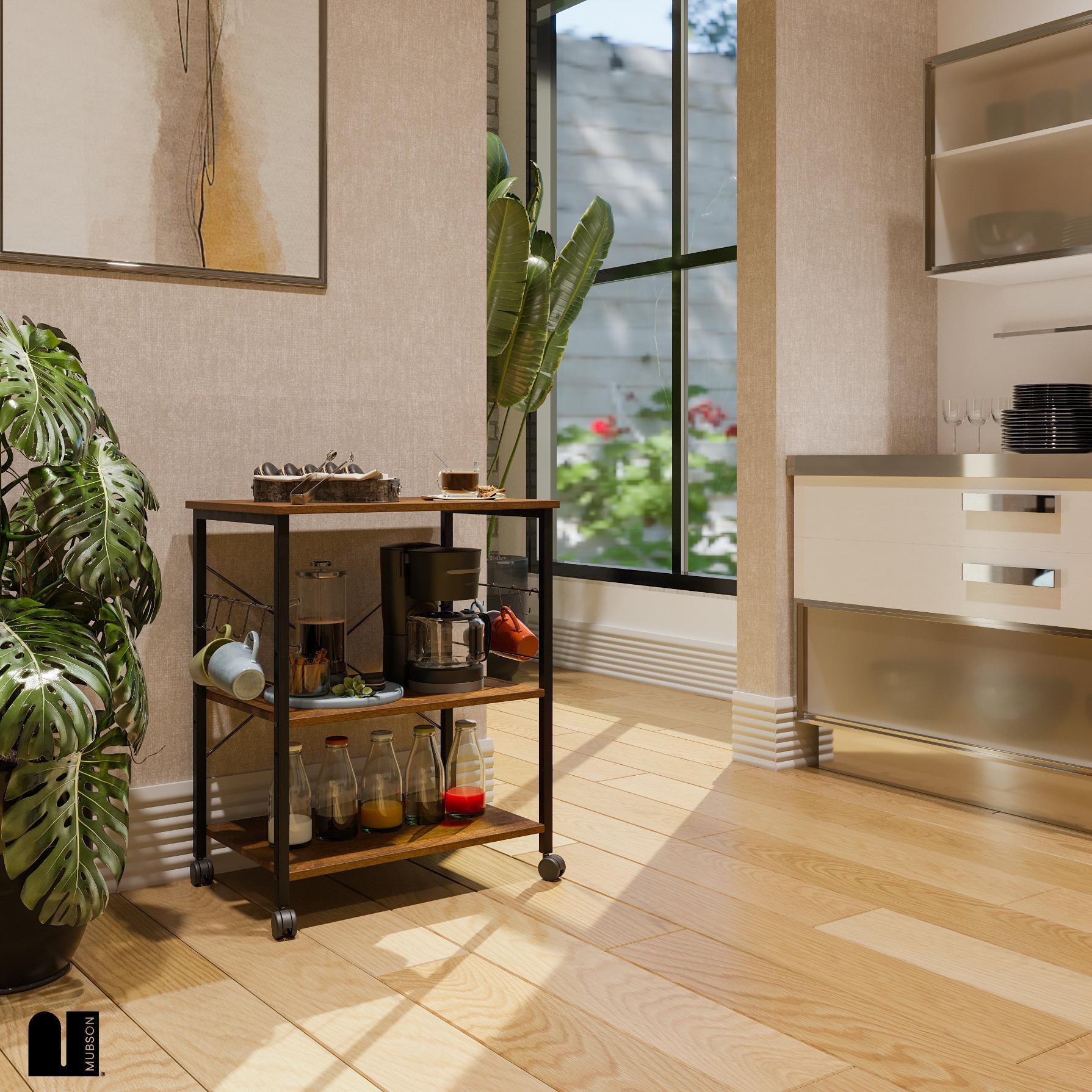 Carrito de Bar. Carrito Organizador con Ruedas para Bar o Cocina Leira