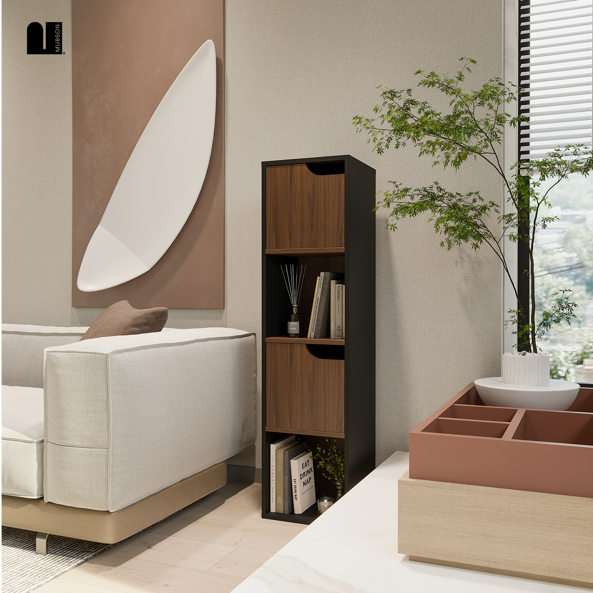 Mubson Librero Minimalista Organizador con 4 Repisas Odesa