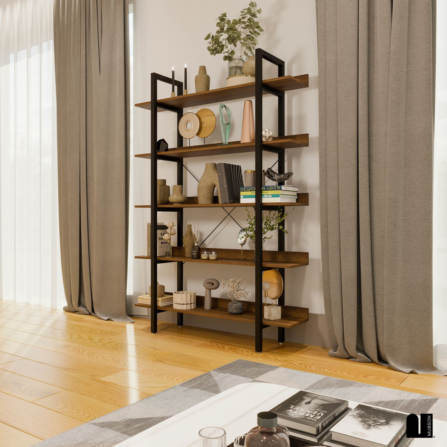 Mubson Librero con 5 Repisas Minimalista. Estante Palermo