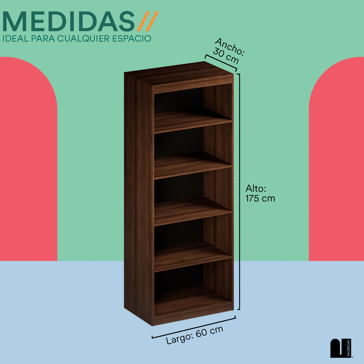 Mubson Librero Minimalista. Estante con 5 Repisas Londo