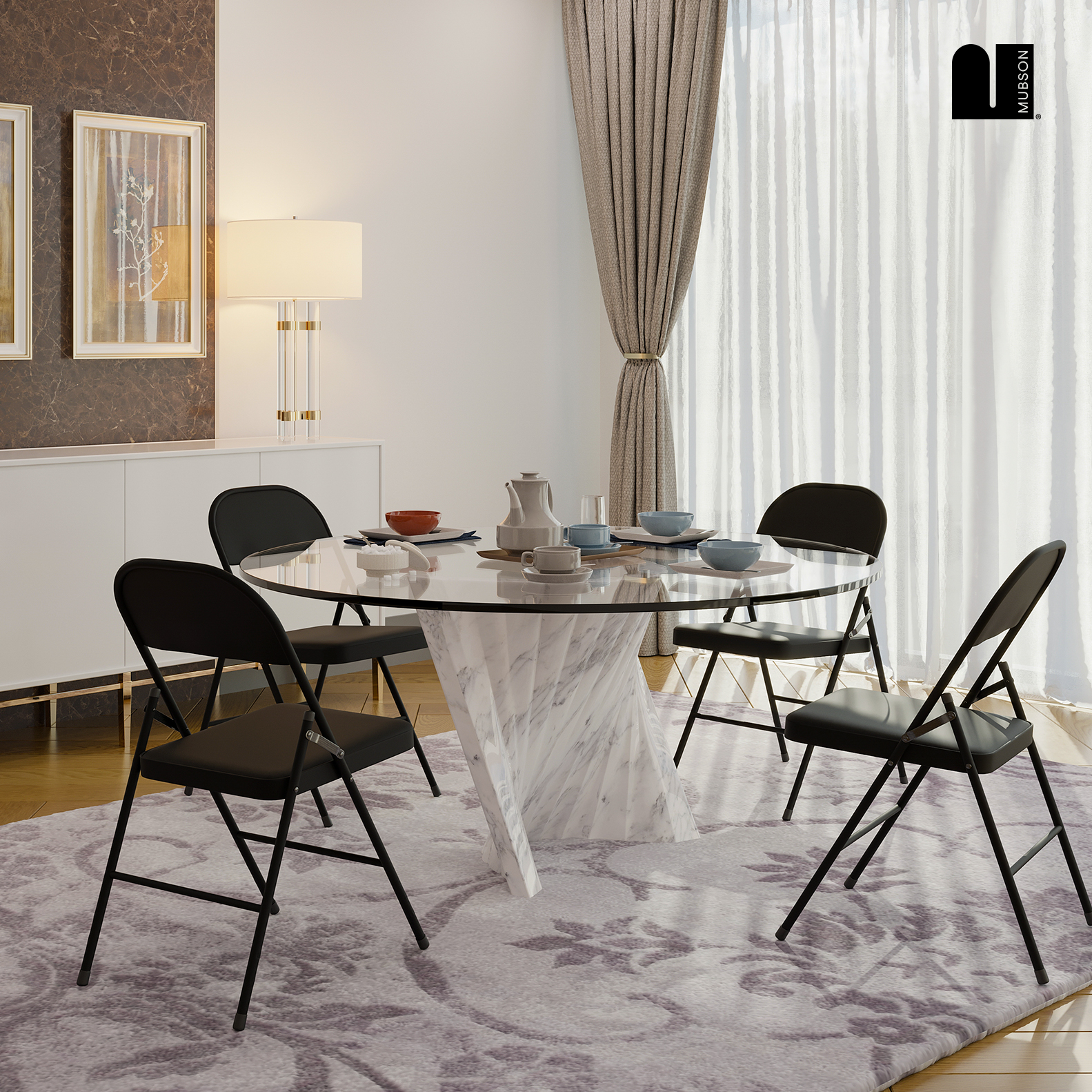 Mubson Set de 4 Sillas Plegable de Metal Multiusos Reven