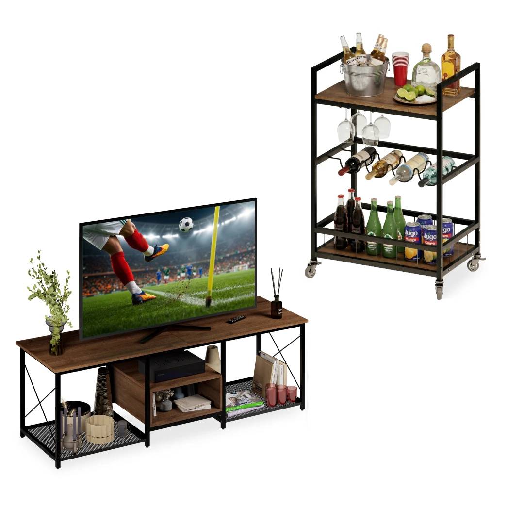 Centro de Entretenimiento - Mesa para TV Cambel  + Carrito de Bar Musso