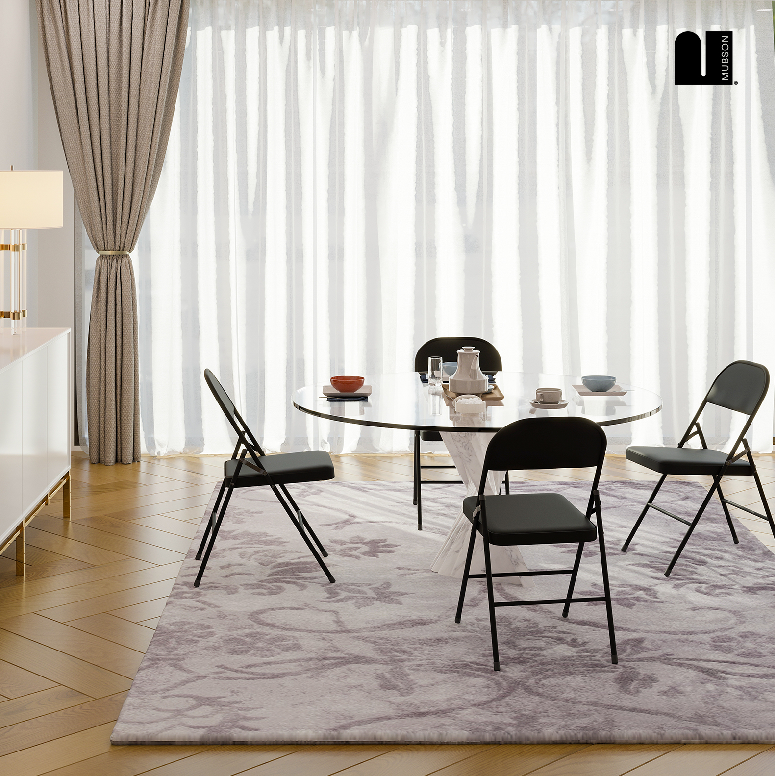 Mubson Set de 4 Sillas Plegable de Metal Multiusos Reven