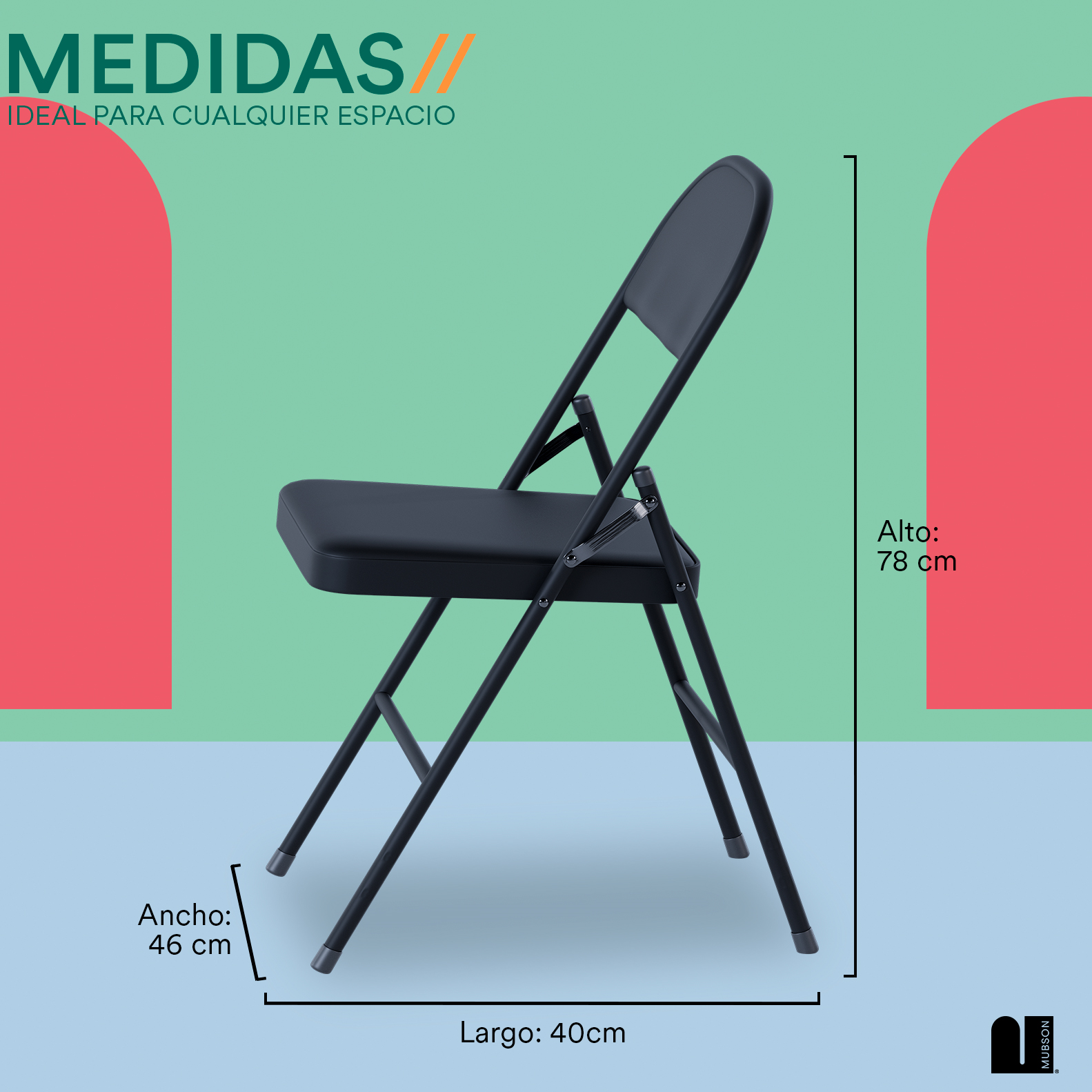 Mubson Set de 4 Sillas Plegable de Metal Multiusos Reven