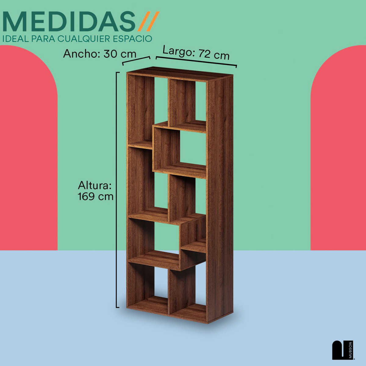 Mubson Librero con 8 Repisas. Estanteria para Sala Parma