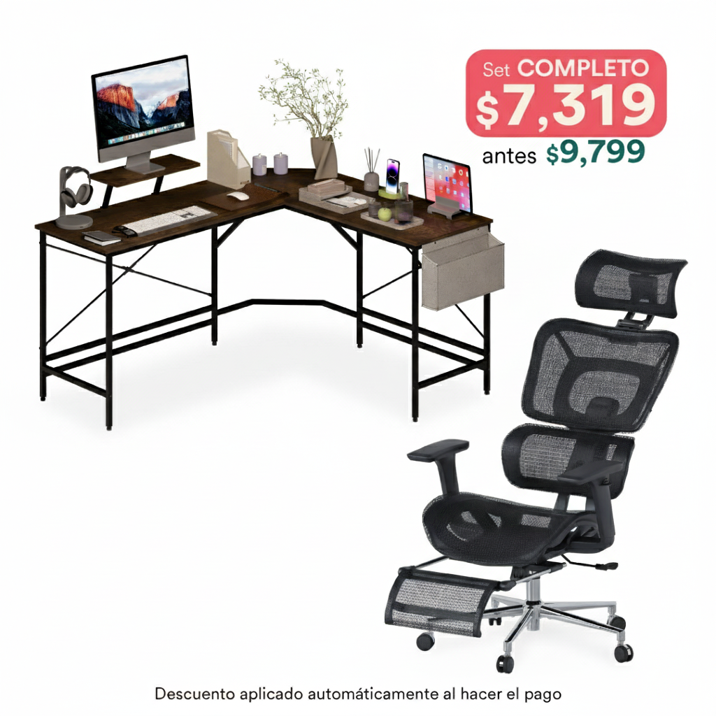 Escritorio en L + Silla Ergonomica Astra (Set Up Completo)