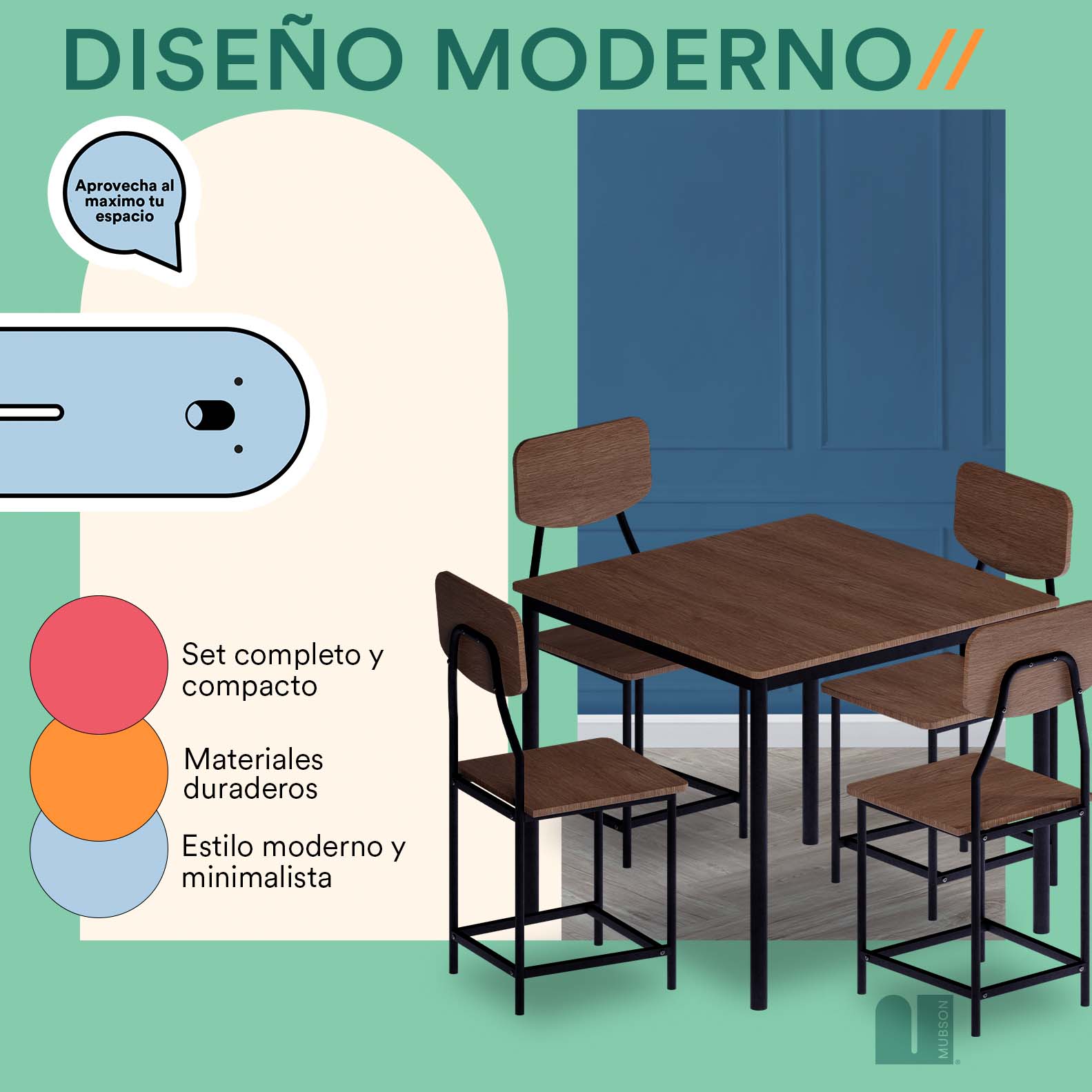 Comedor con 4 Sillas. Antecomedor Decco