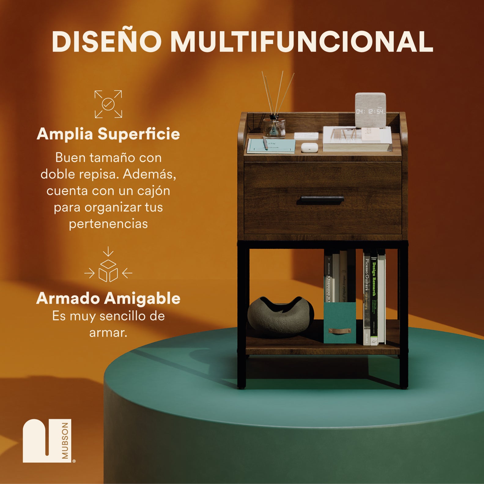 Mubson Buro para Recamara o Sala. Mesa de Noche Adula