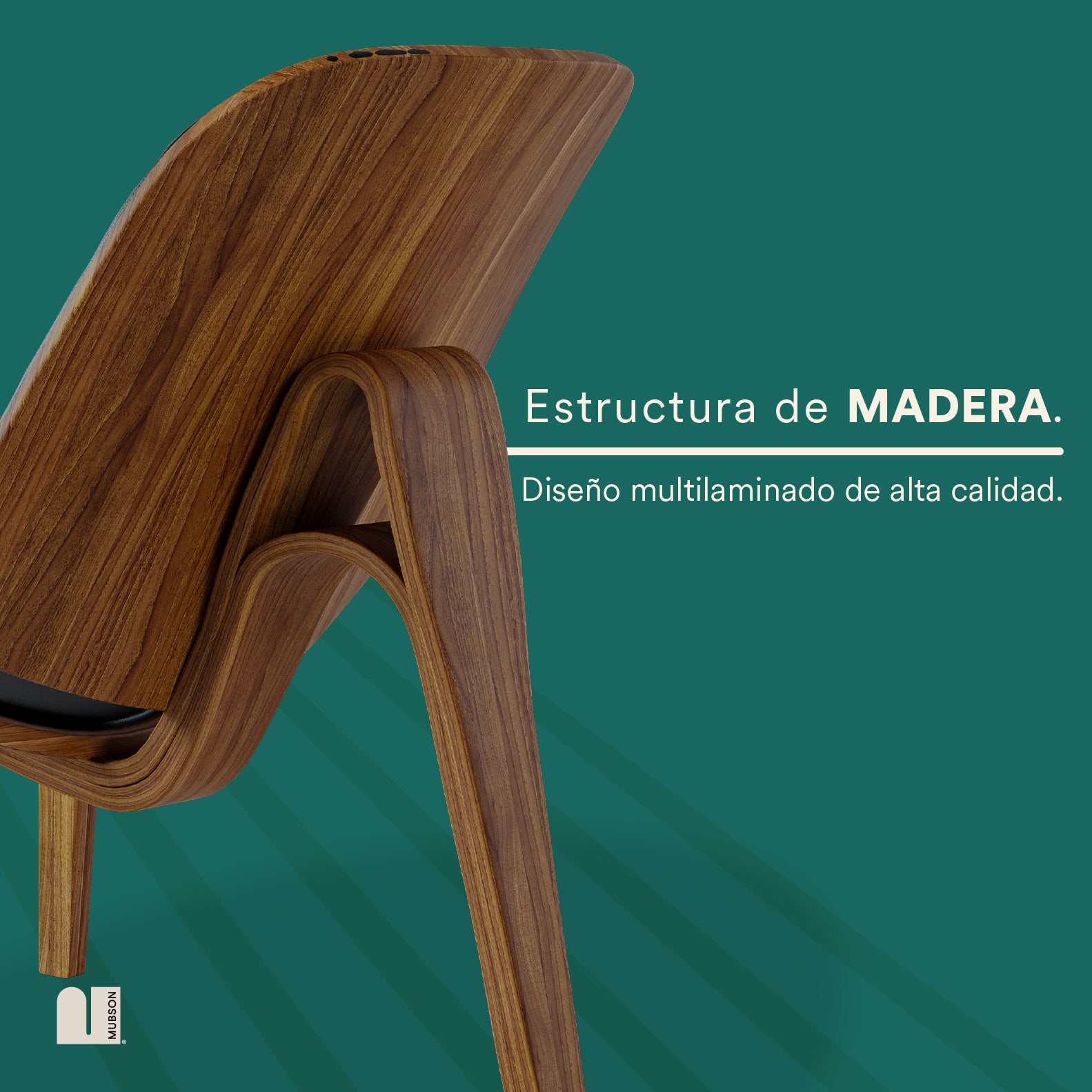 Silla de Piel Genuina Estilo Escandinavo con Base de Madera Curva Leda