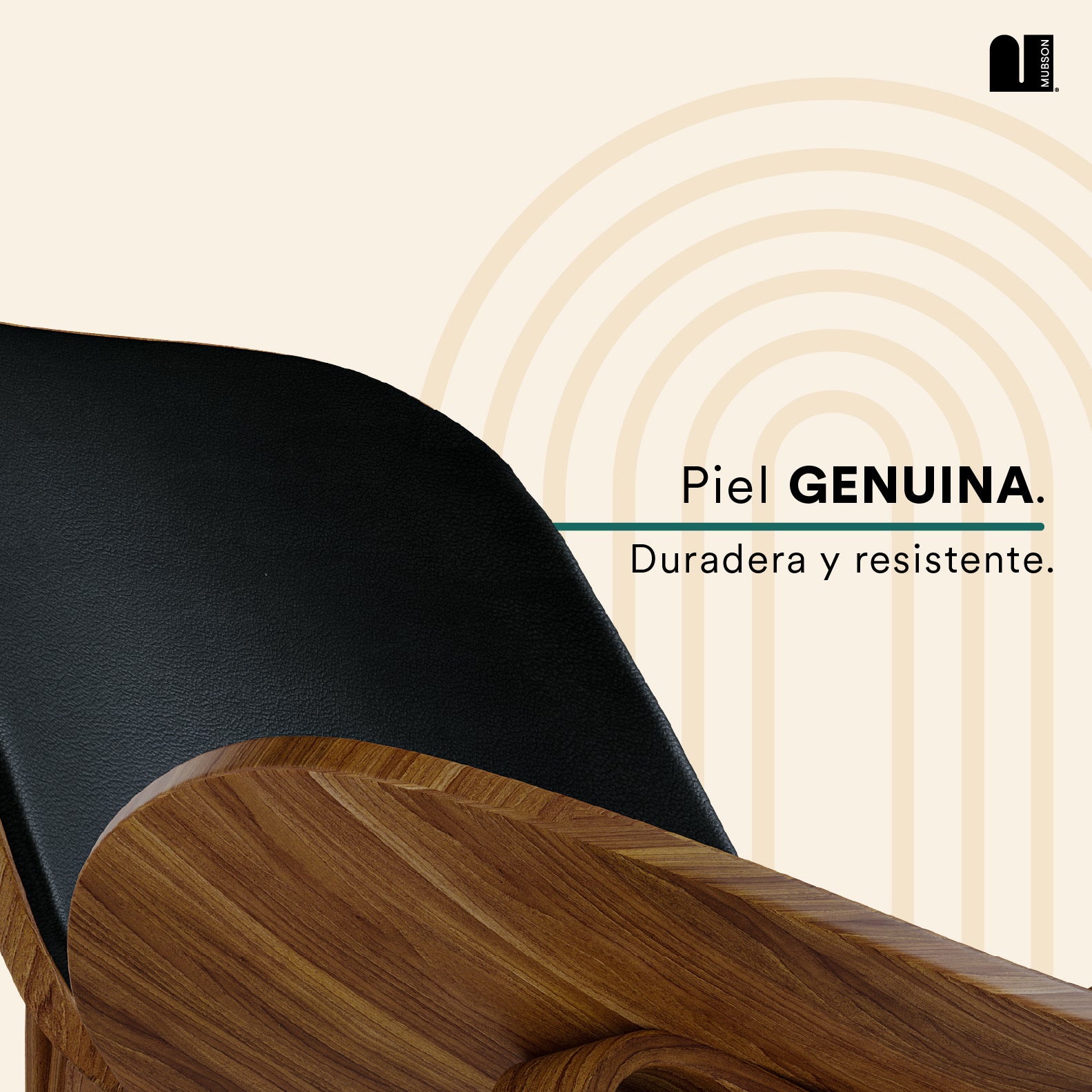 Silla de Piel Genuina Estilo Escandinavo con Base de Madera Curva Leda