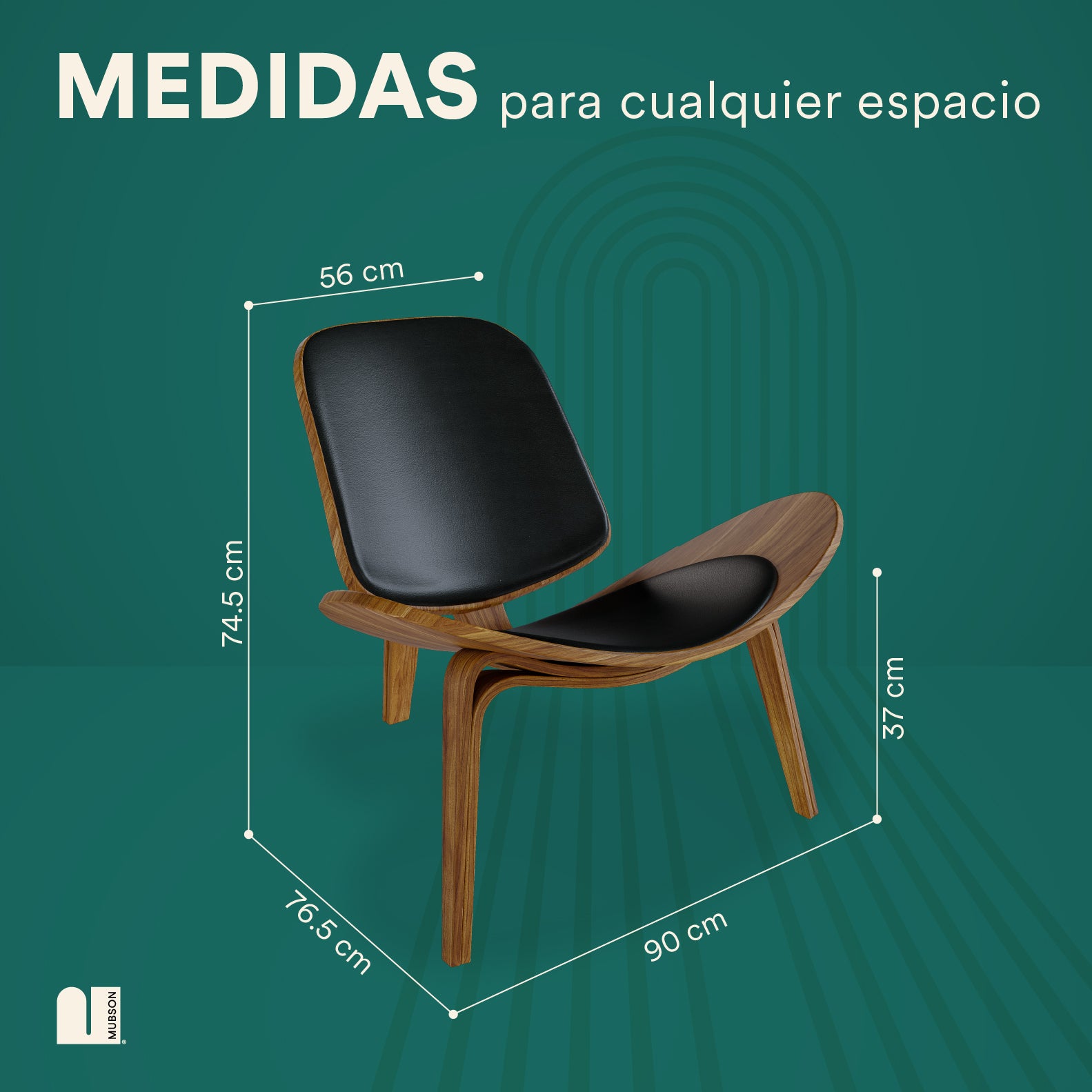 Silla de Piel Genuina Estilo Escandinavo con Base de Madera Curva Leda