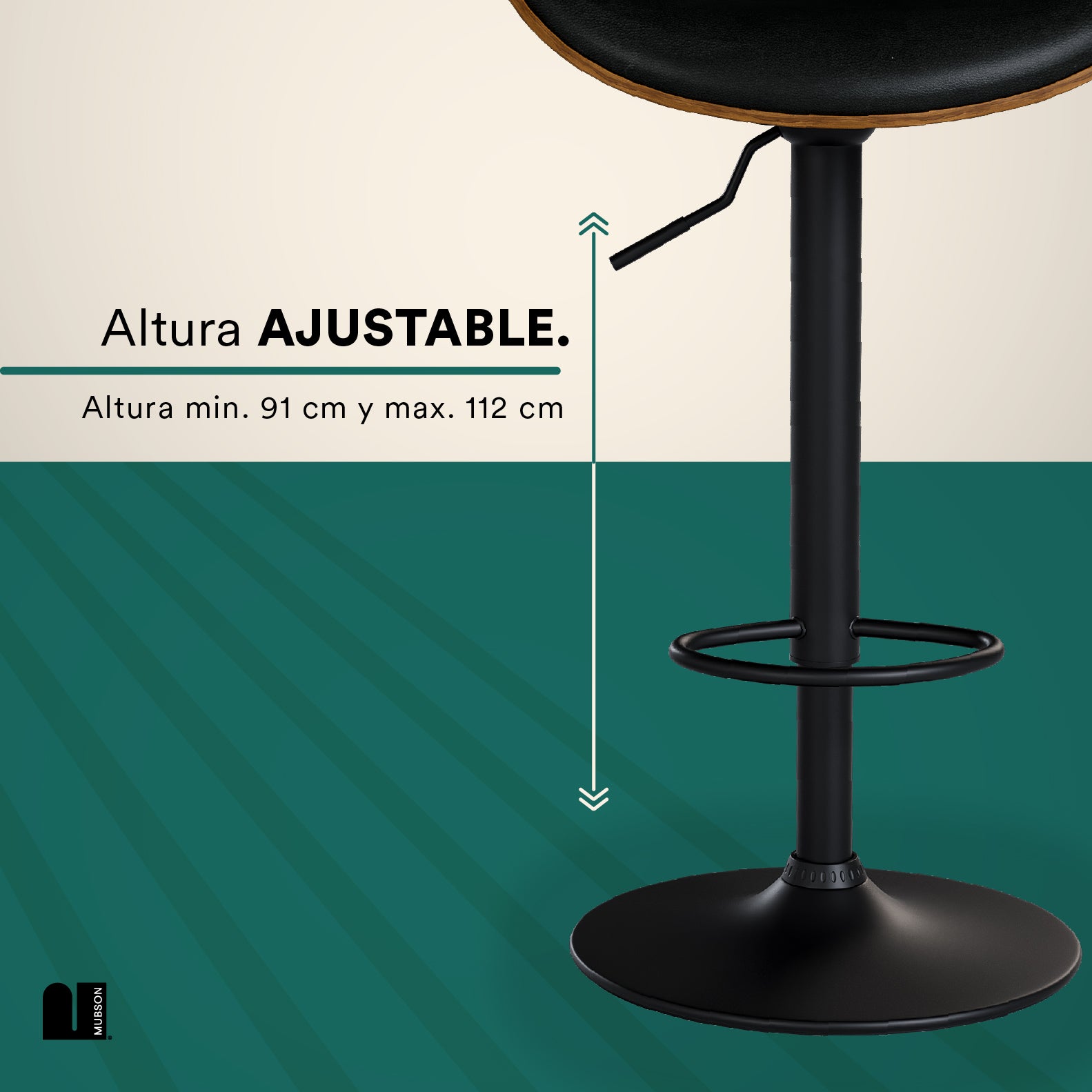 MUBSON Juego de 2 Bancos para Barra de Cocina Tenzo