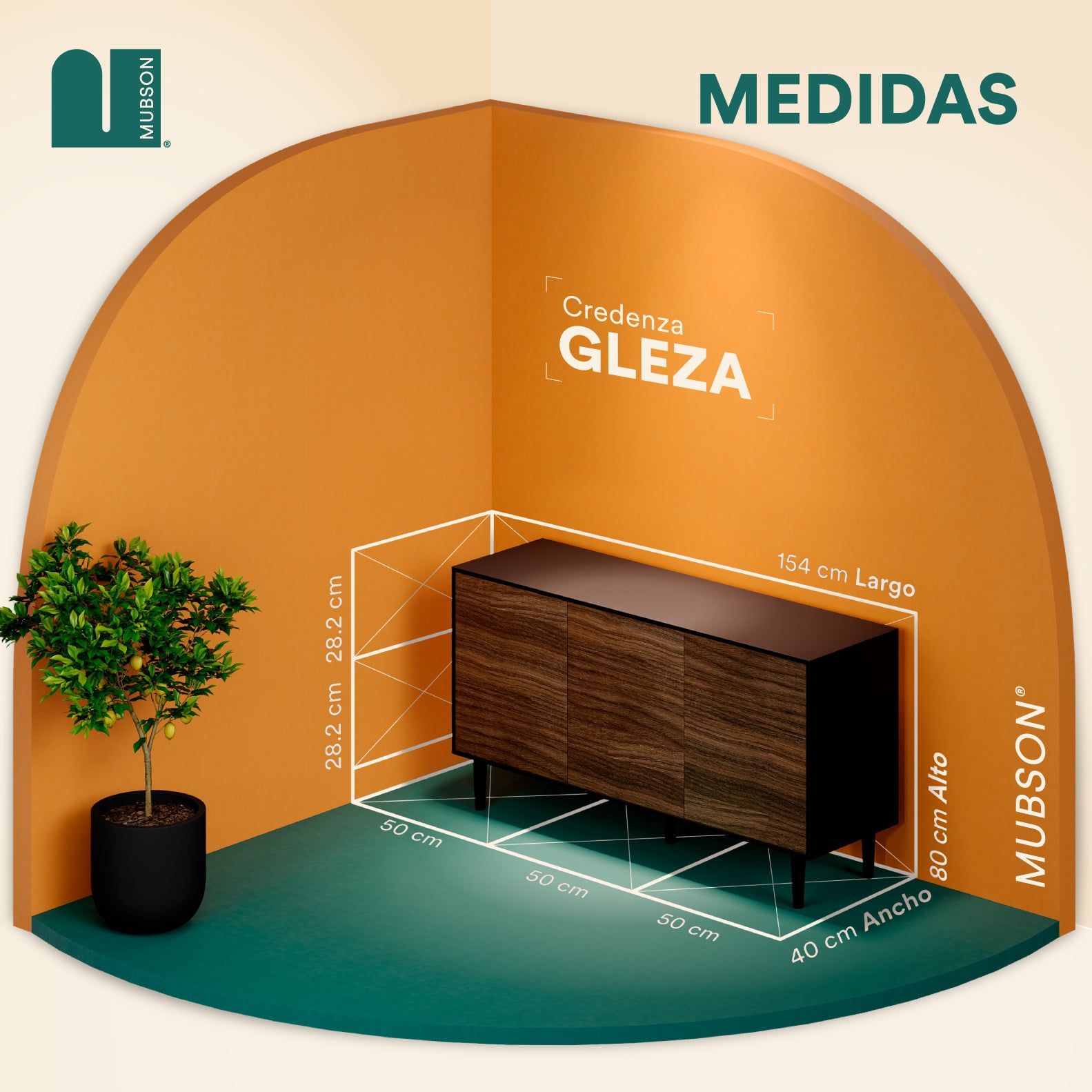 Credenza Recibidor de Madera para Sala o Pasillo. Bufetera para Comedor Gleza