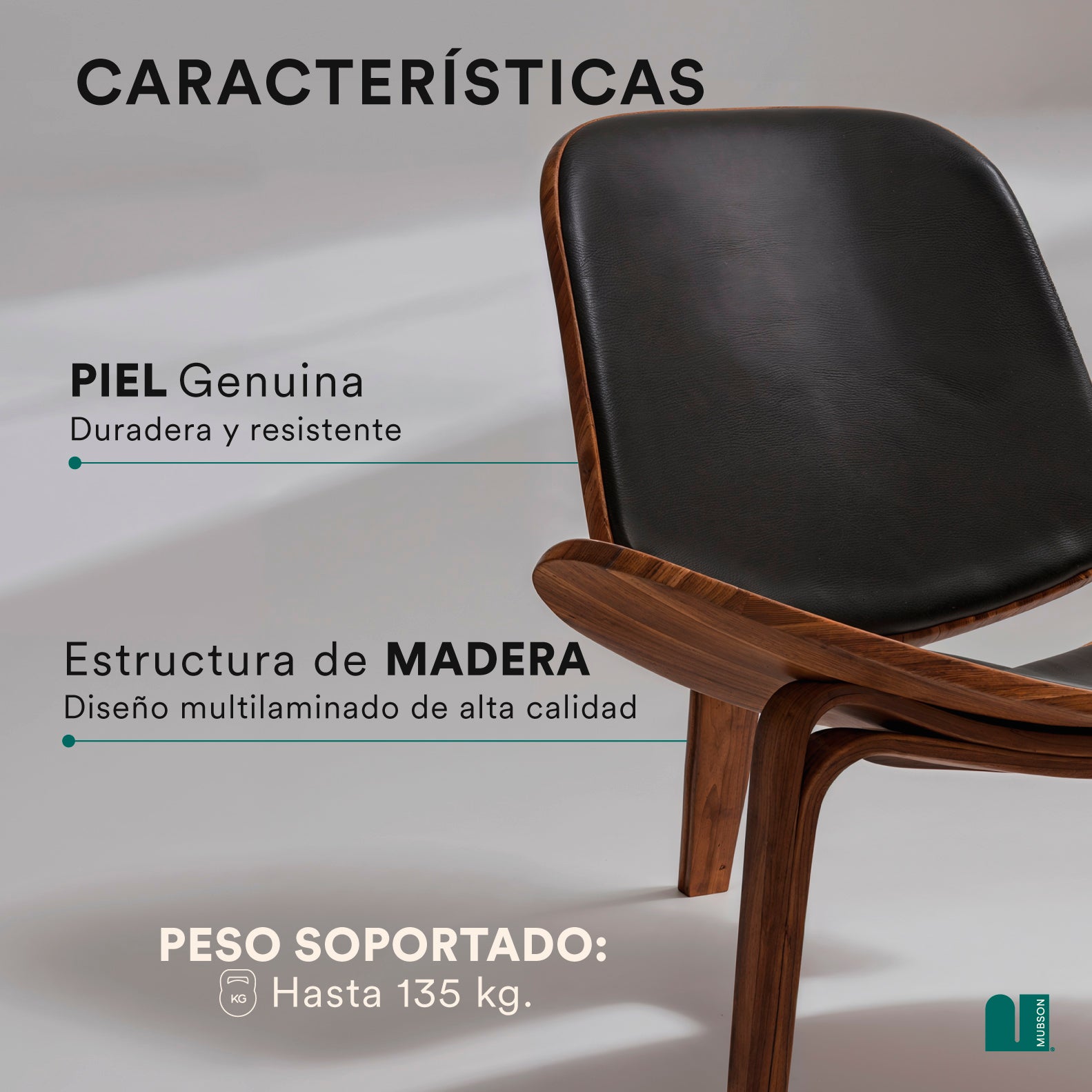 MUBSON Silla de Piel Genuina Estilo Escandinavo Leda