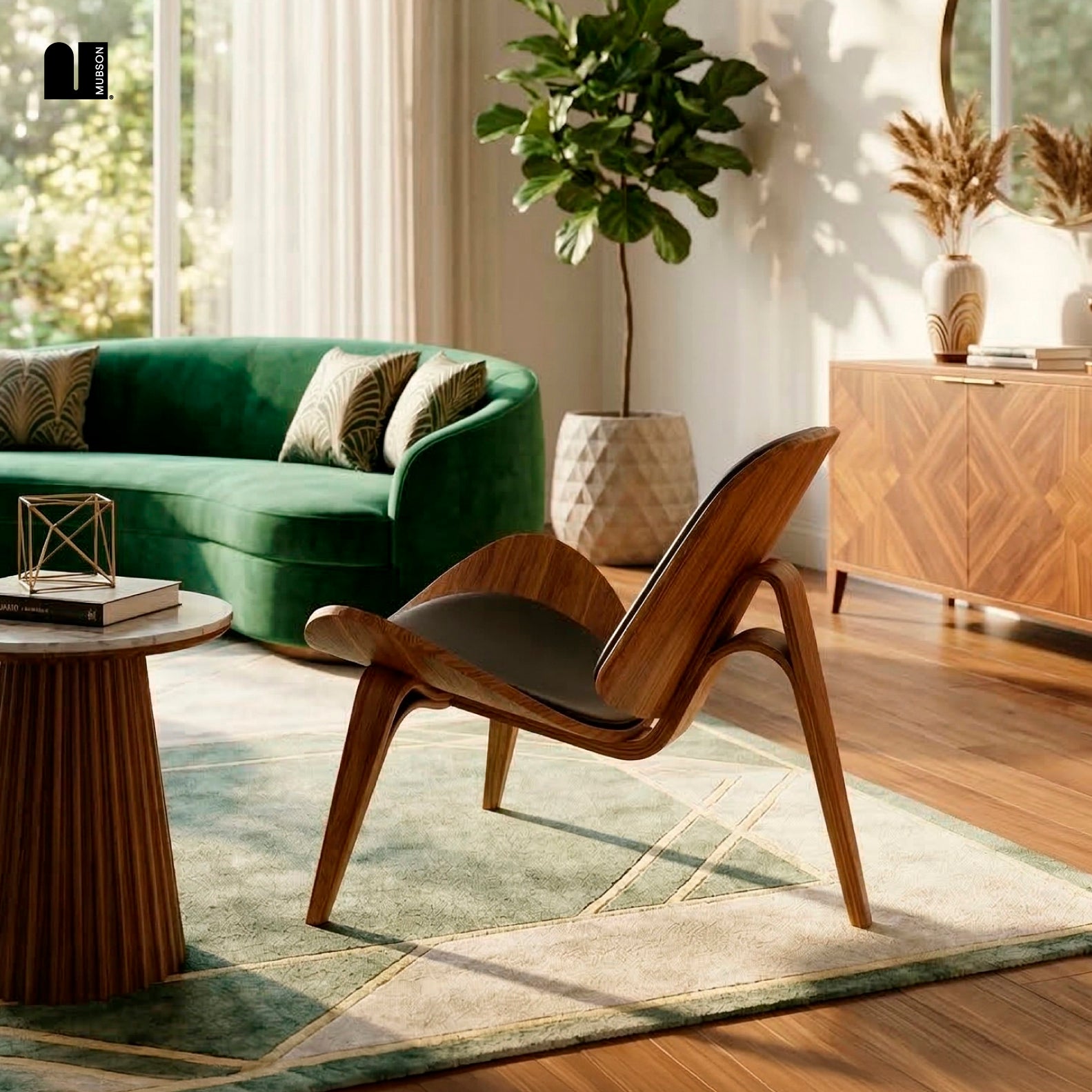 MUBSON Silla de Piel Genuina Estilo Escandinavo Leda