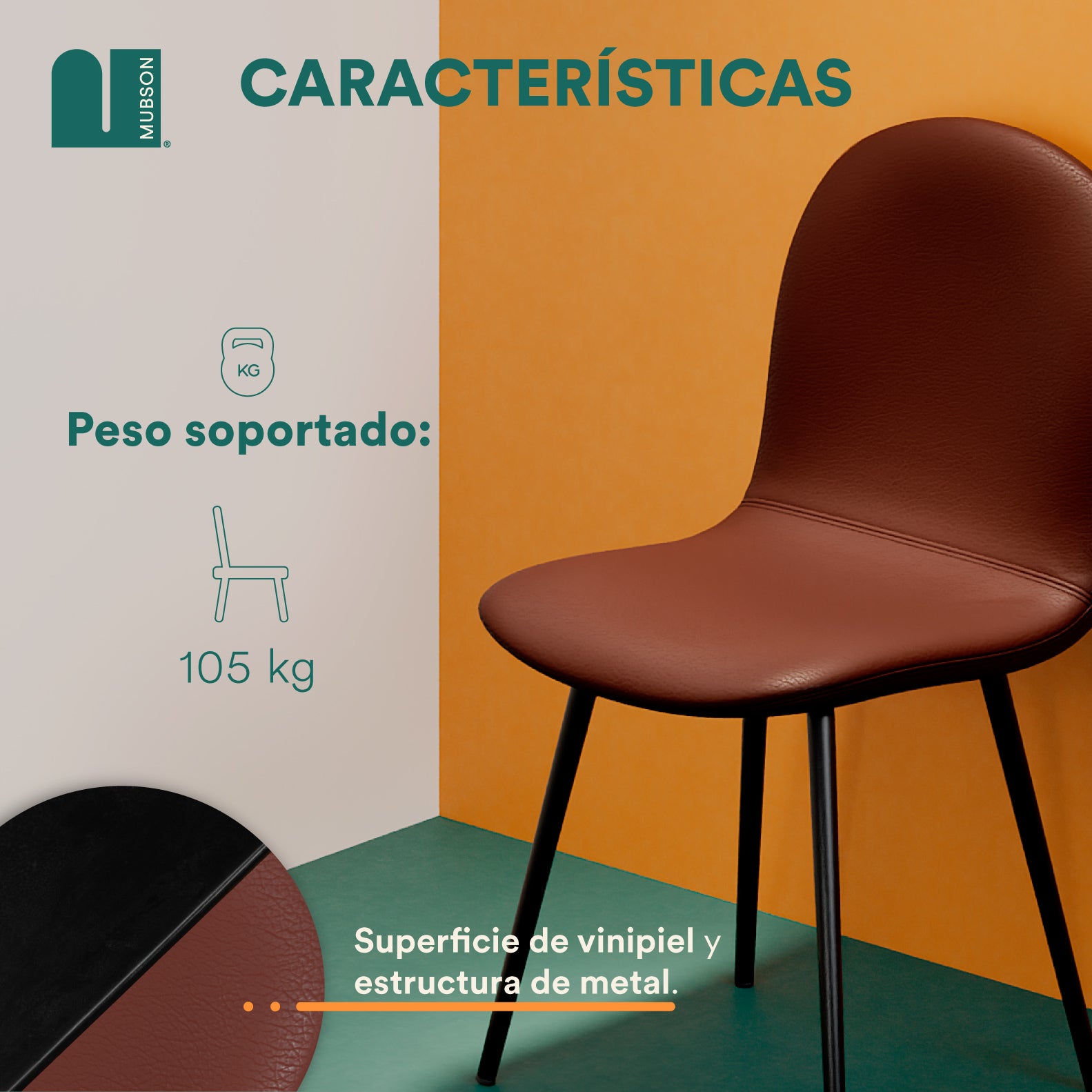 Sillas para Comedor. Set de 4 Sillas Vintage de Curpiel Sela