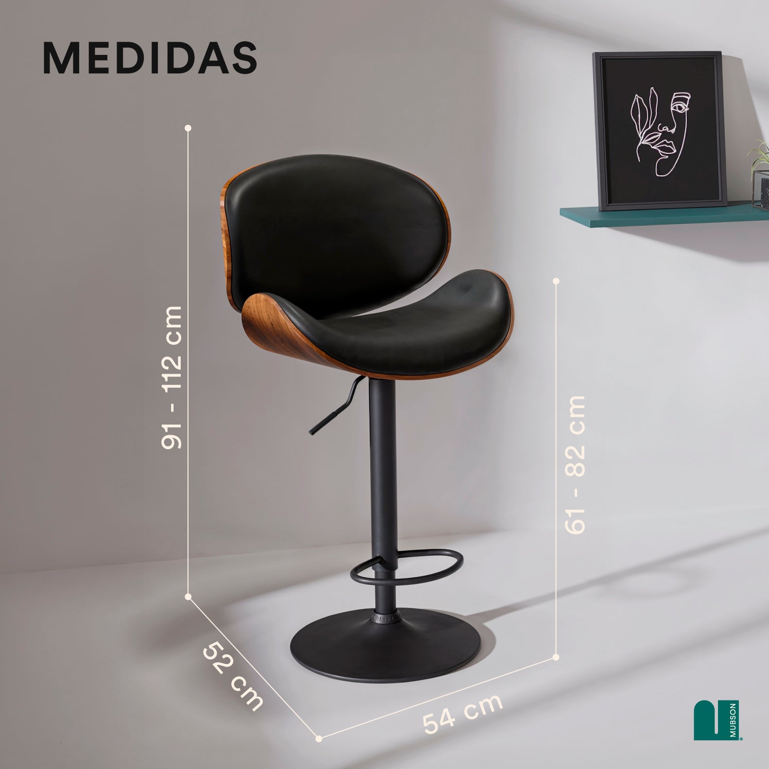 MUBSON Juego de 2 Bancos para Barra de Cocina Tenzo
