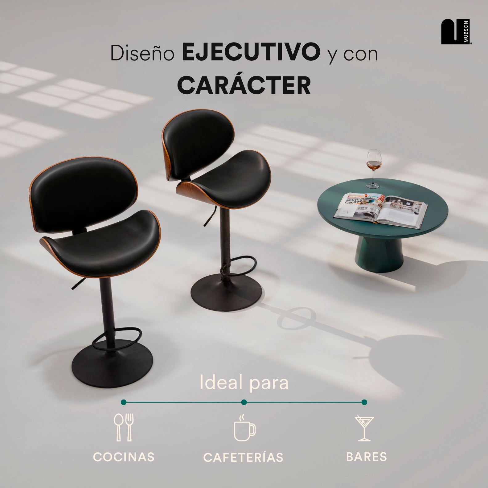 MUBSON Juego de 2 Bancos para Barra de Cocina Tenzo