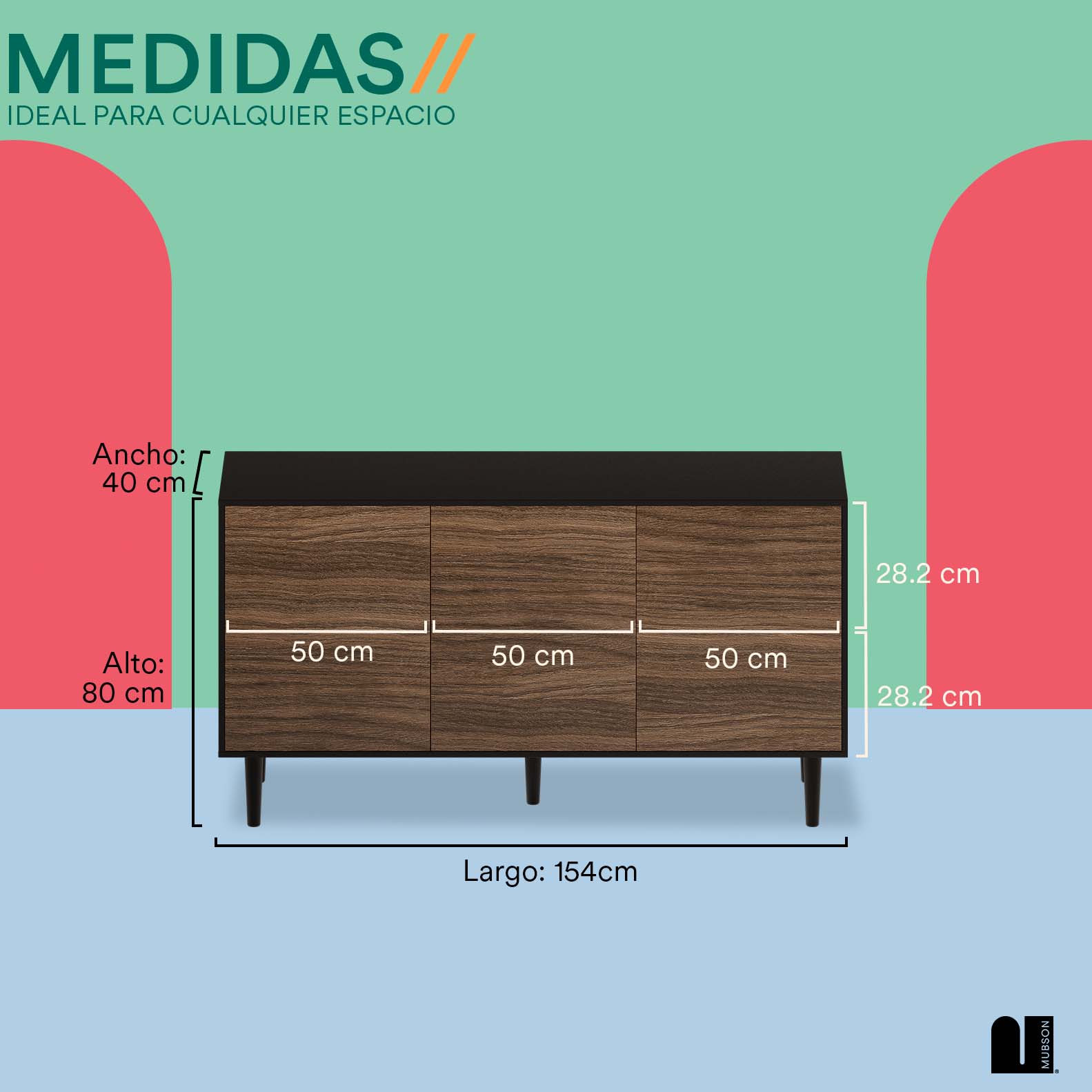 Credenza Recibidor para Sala 154x80x40 cm, Recámara o Pasillo Gleza