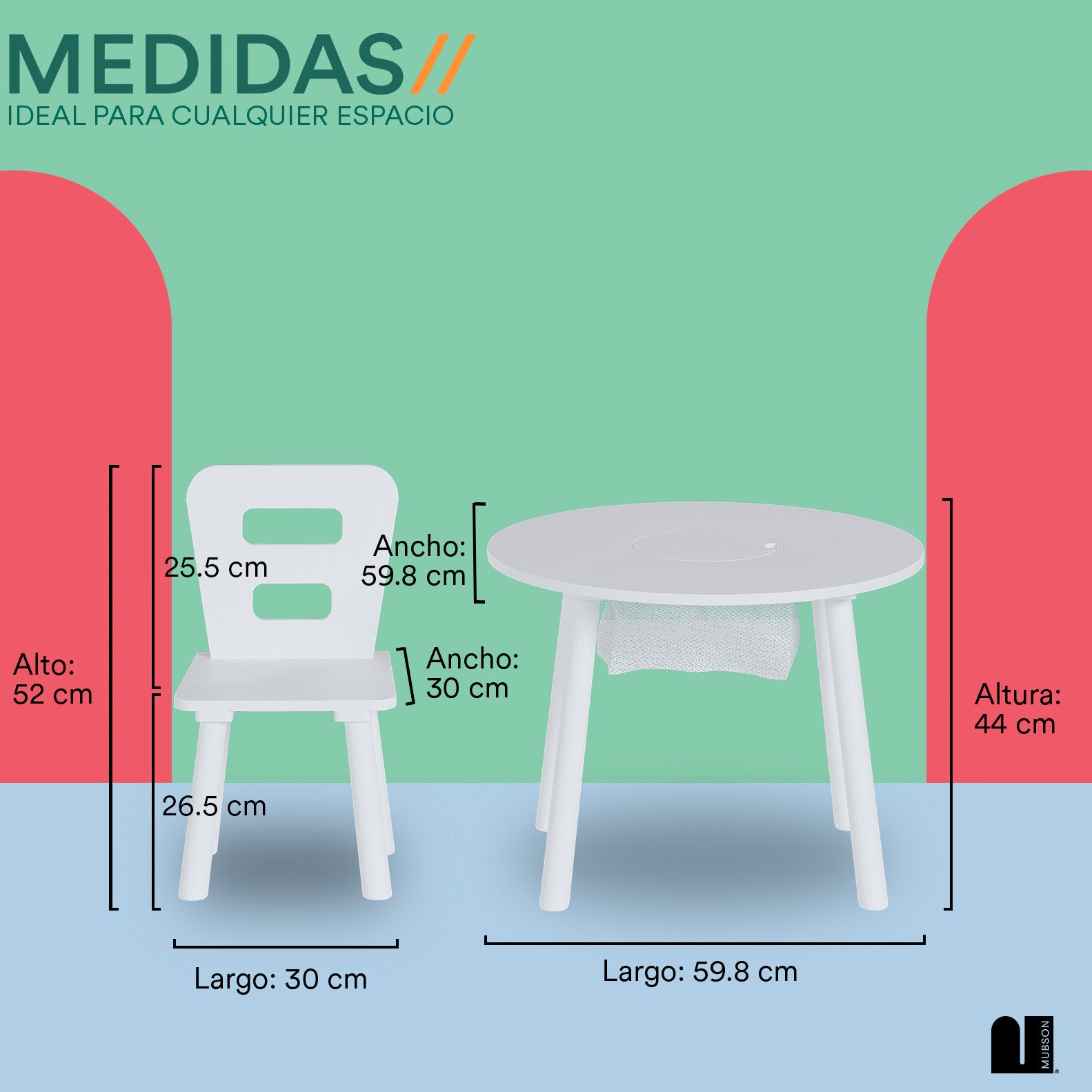 Mesa Infantil con 2 Sillas para Niños Kami