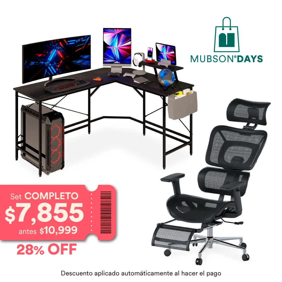 Set Up Completo - Escritorio en L + Silla Ergonomica Astra