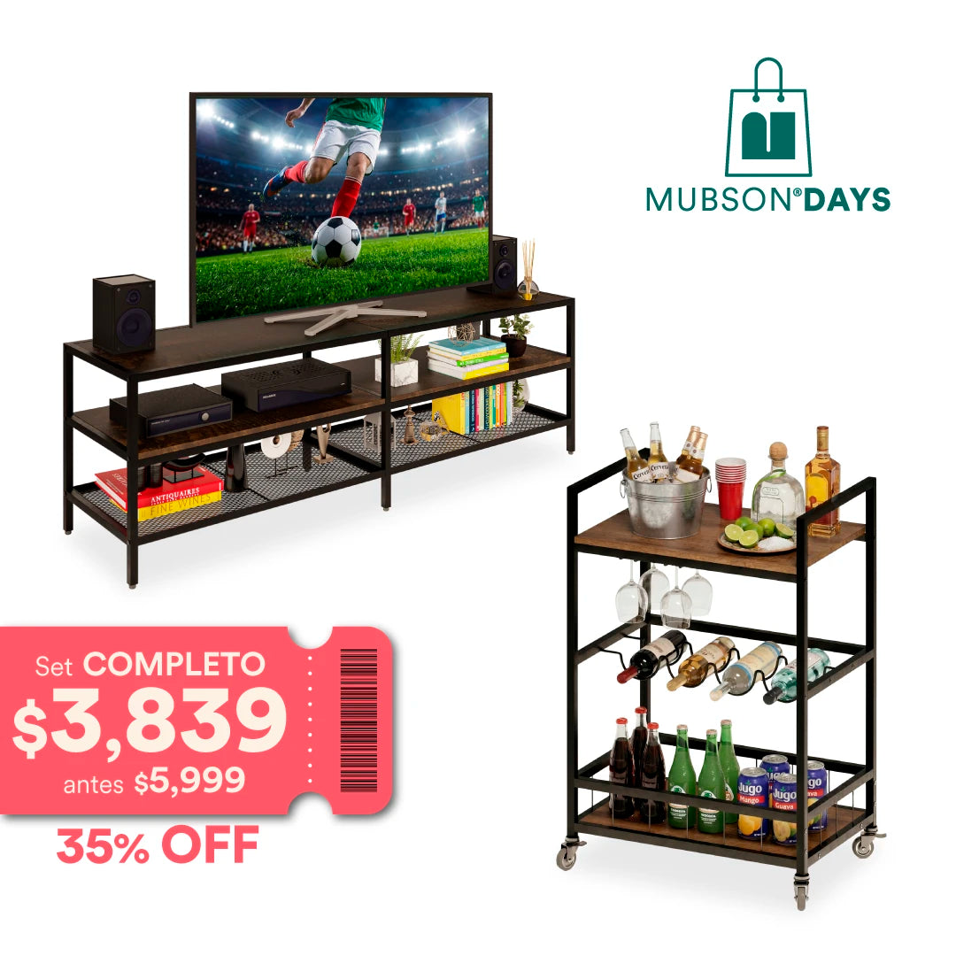 Centro de Entretenimiento - Mesa para TV Zakim + Carrito de Bar Musso