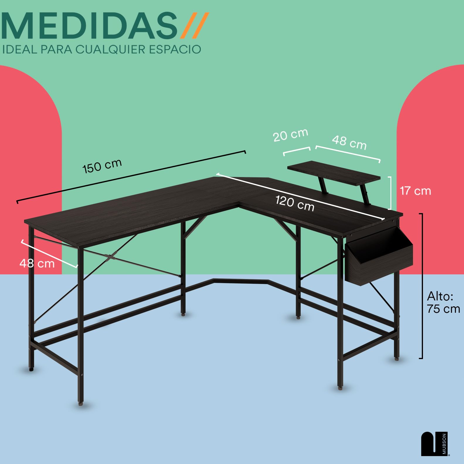 Escritorio en L + Librero Zilo (Set Up para Estudiantes)