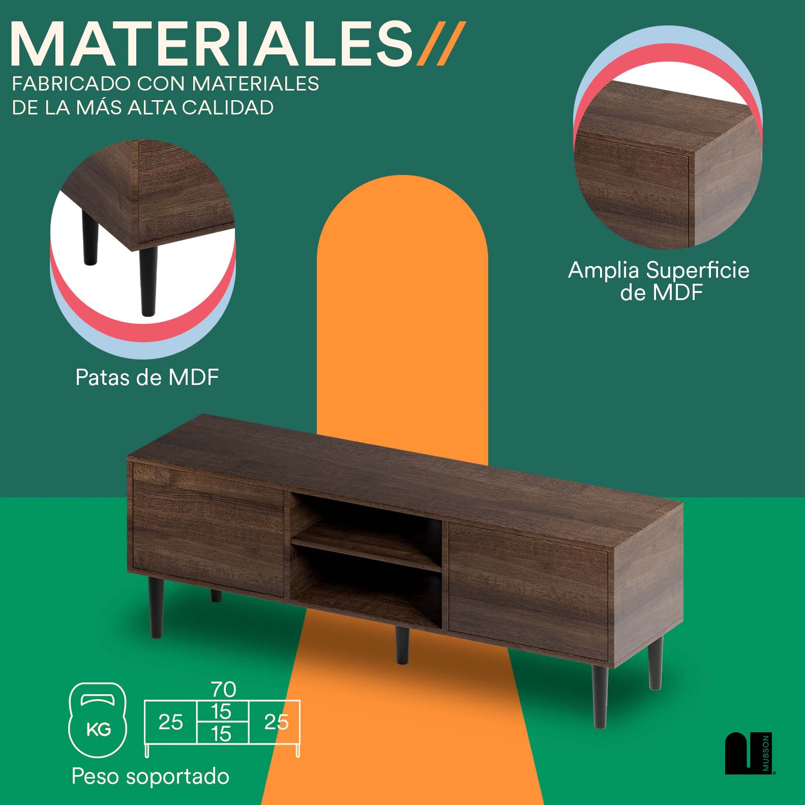 Mueble para TV para Pantallas de 40 a 65 Pulgadas. Centro de Entretenimiento Ravena