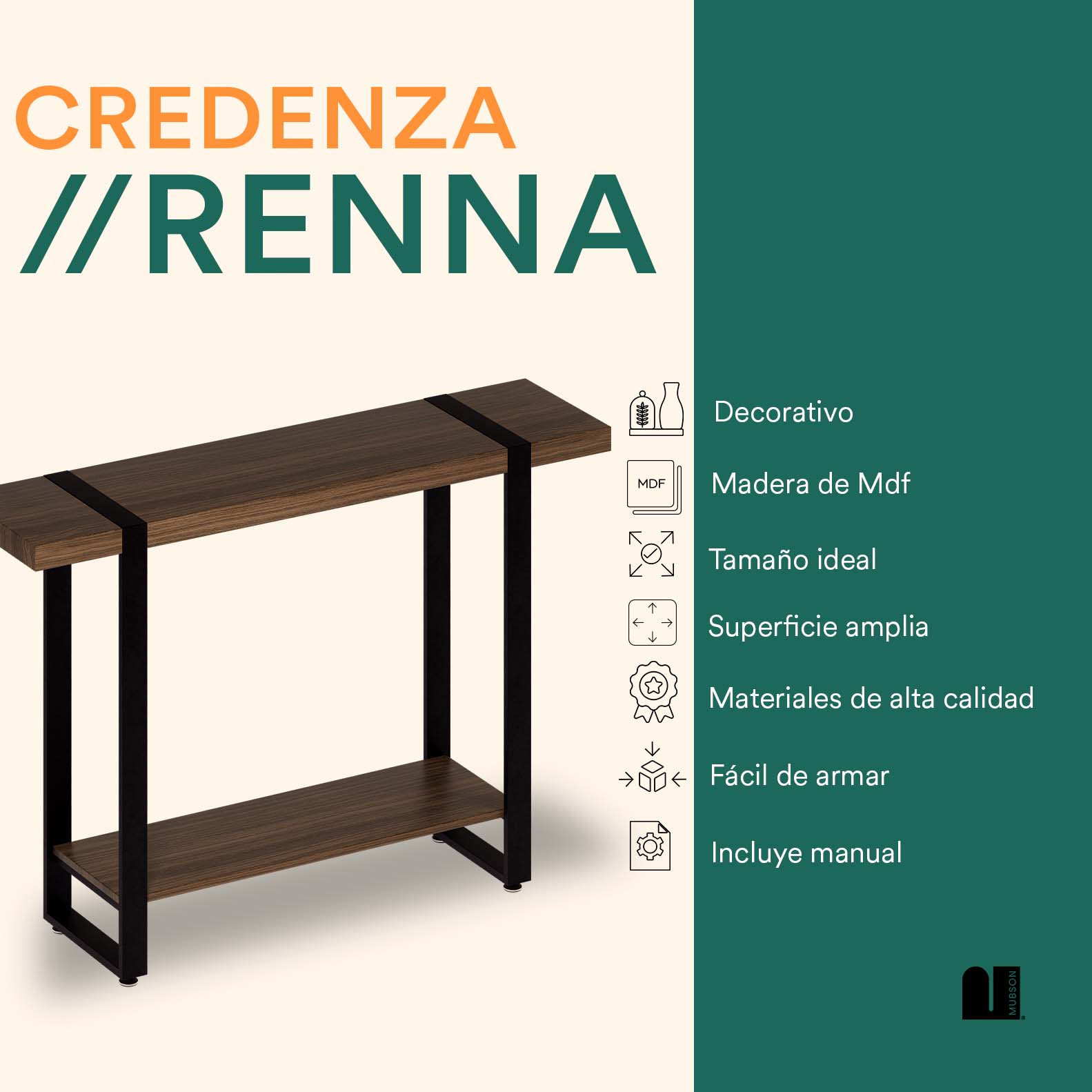 Credenza Recibidor para Sala, Recámara o Pasillo Renna