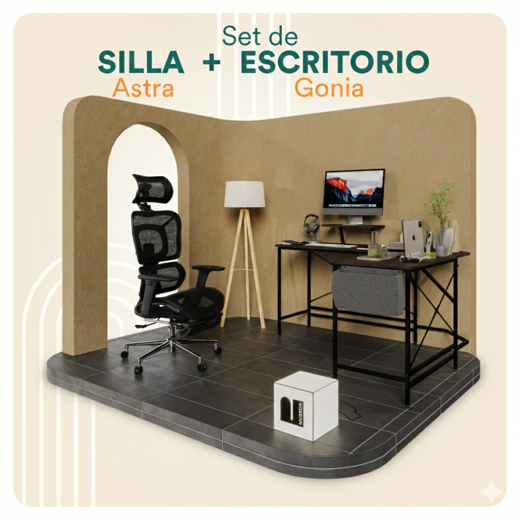 Escritorio en L + Silla Ergonomica Astra (Set Up Completo)