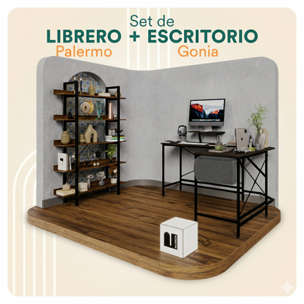 Escritorio en L + Librero Palermo (Set Up para Estudiantes)
