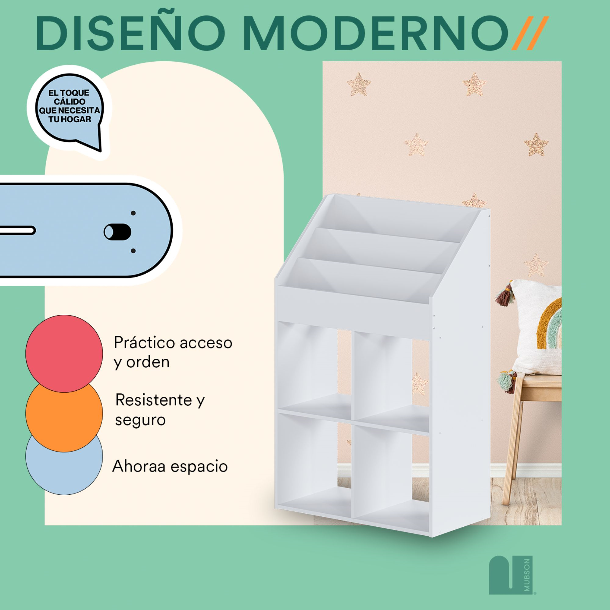 Mubson Librero Infantil Estilo Montessori. Juguetero Nabi