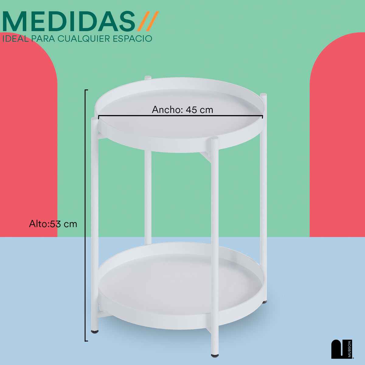 Mubson Mesa Auxiliar de Sala o Recamara Mesa Lateral Breda