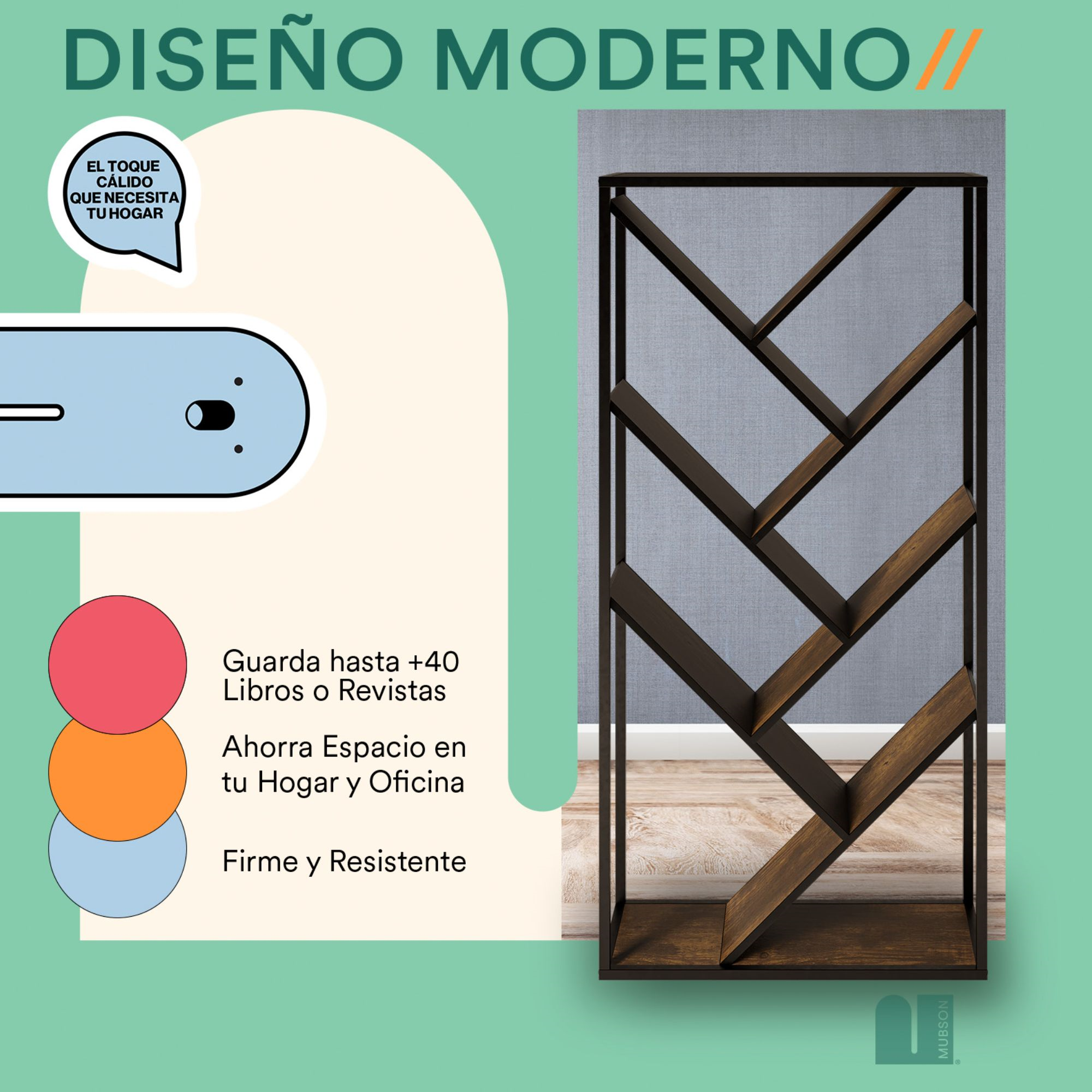 Mubson Librero Vertical con 7 Repisas. Estanteria Arat