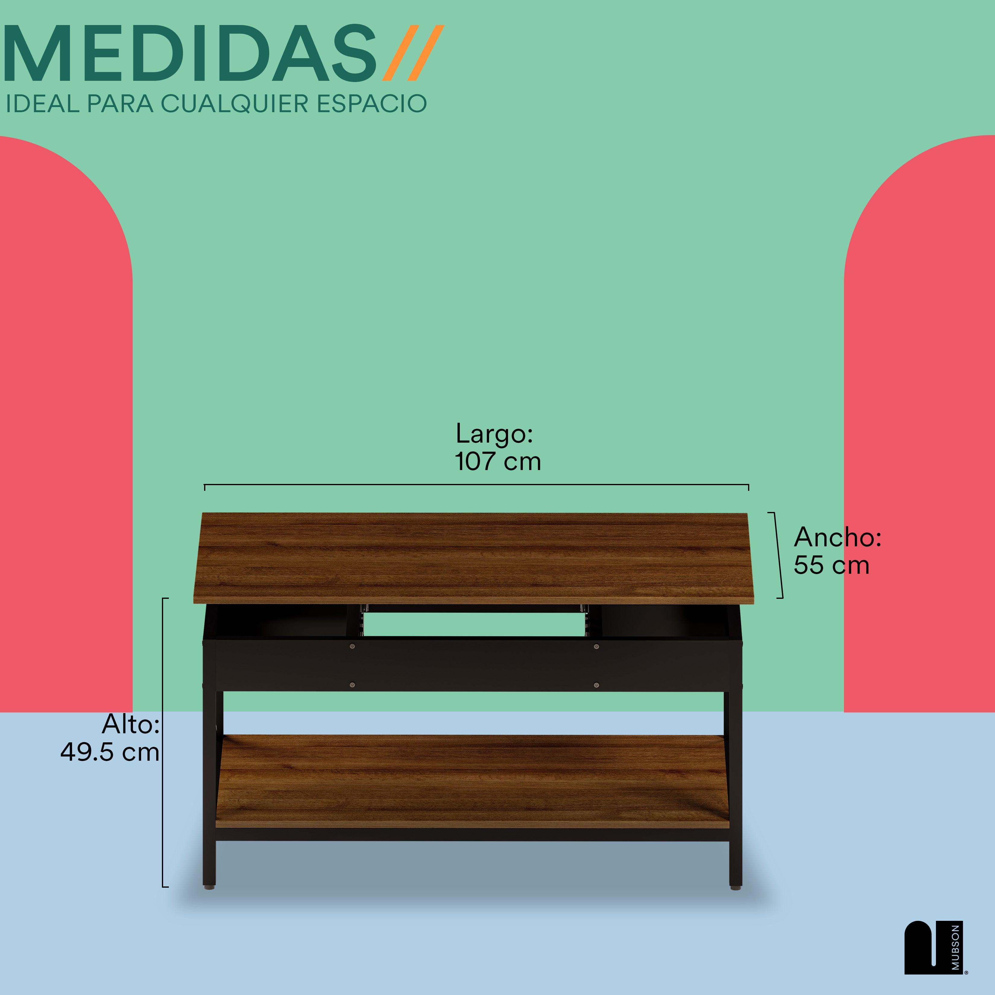 Mesa de centro con Doble Repisa y Compartimiento Plegable Piare